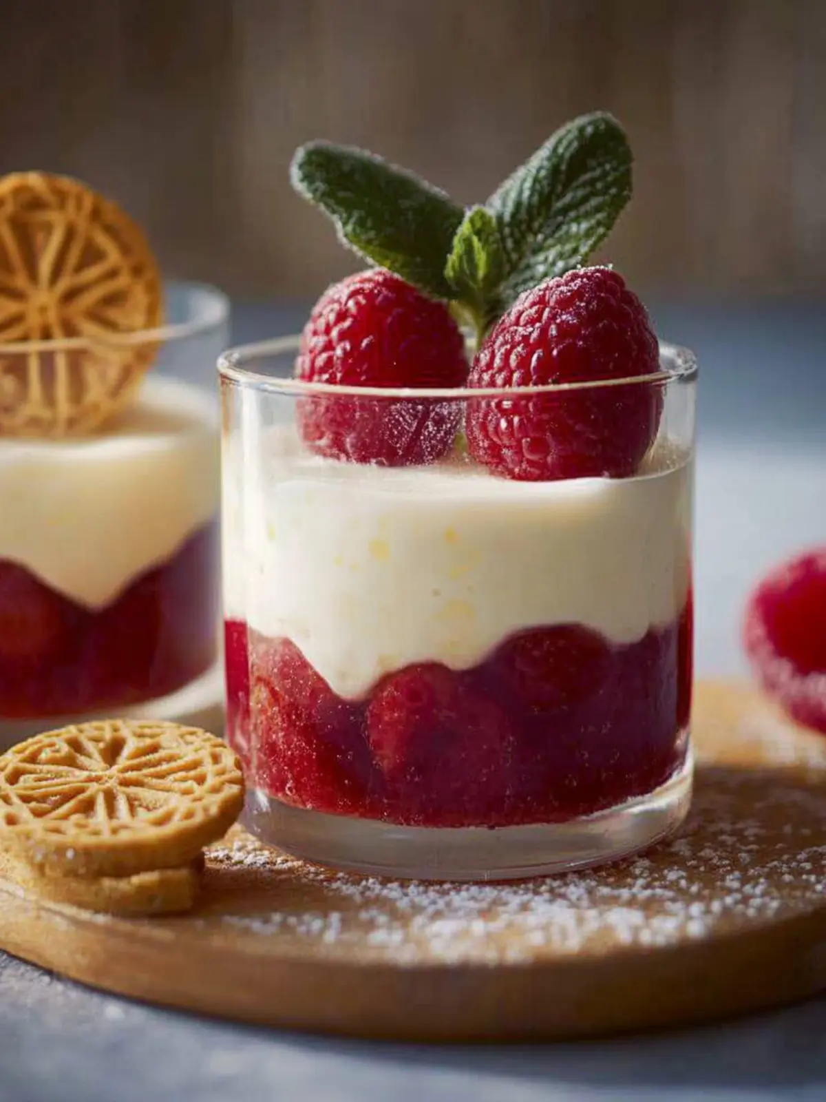 Spekulatius-Dessert mit Himbeeren
