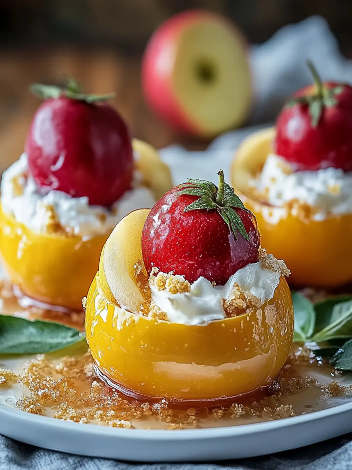 Himmlische Käsekuchen gebackene Äpfel