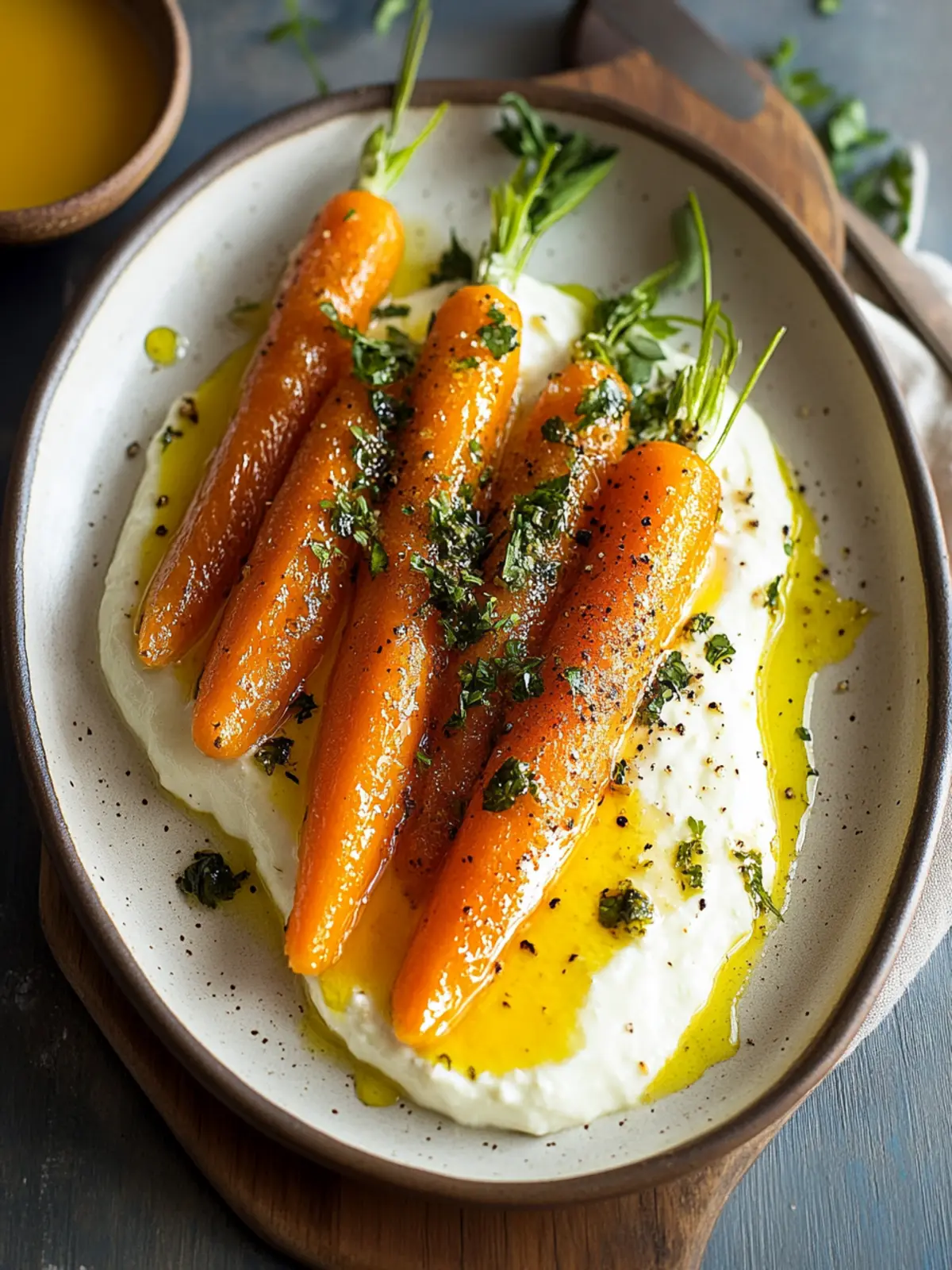 Geröstete Karotten mit geschlagenem Ricotta und scharfer Honig Rezept