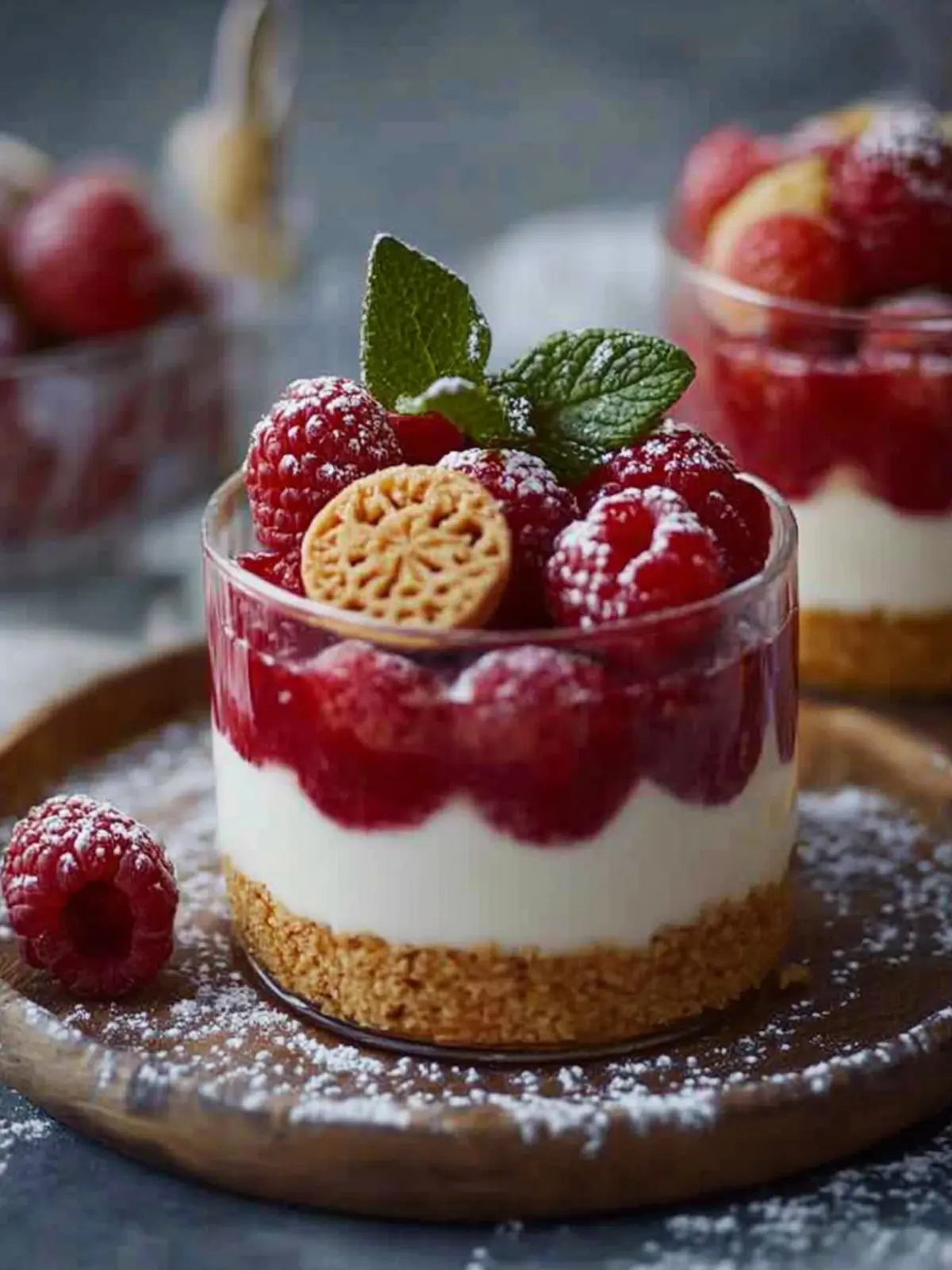 Spekulatius-Dessert mit Himbeeren