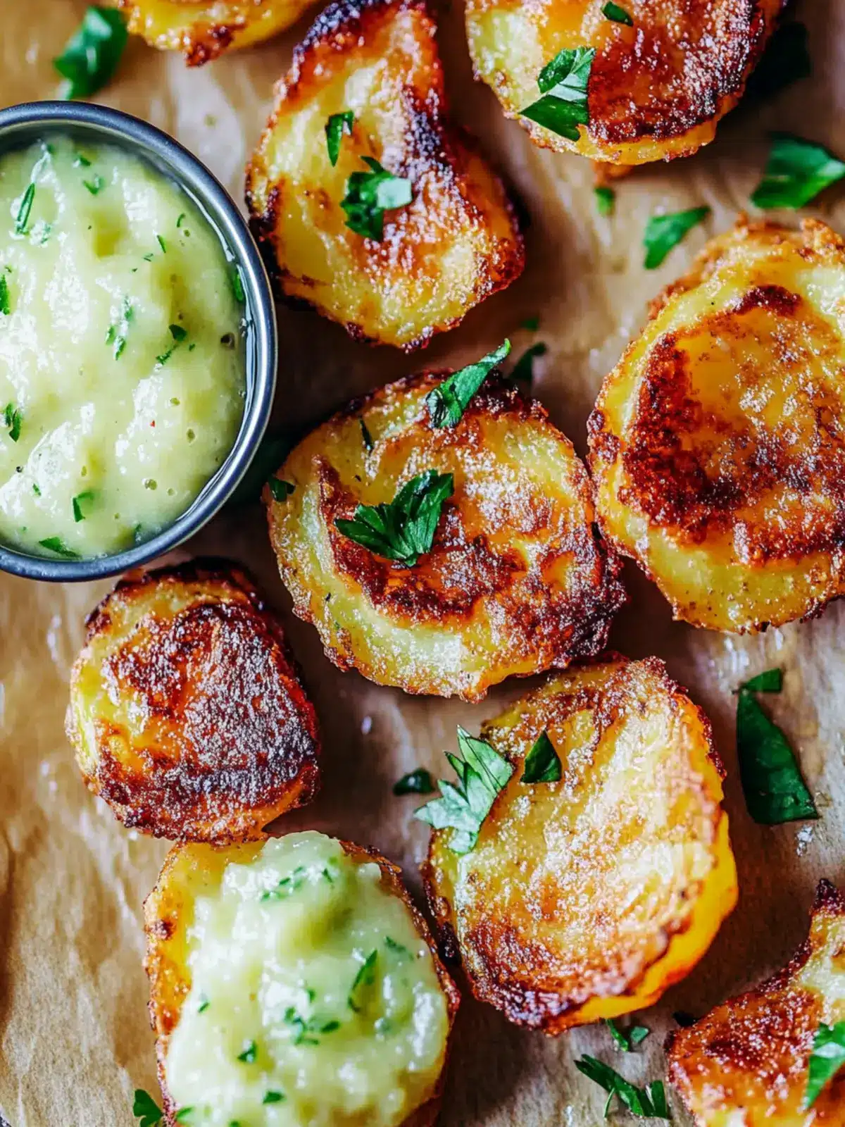 Krosse zerdrückte Kartoffeln