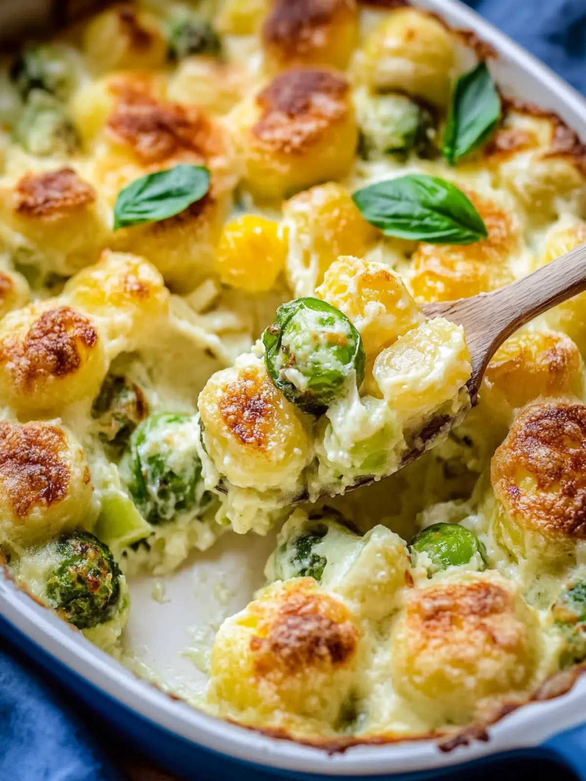 Cremiger Rosenkohl- und Kartoffelauflauf