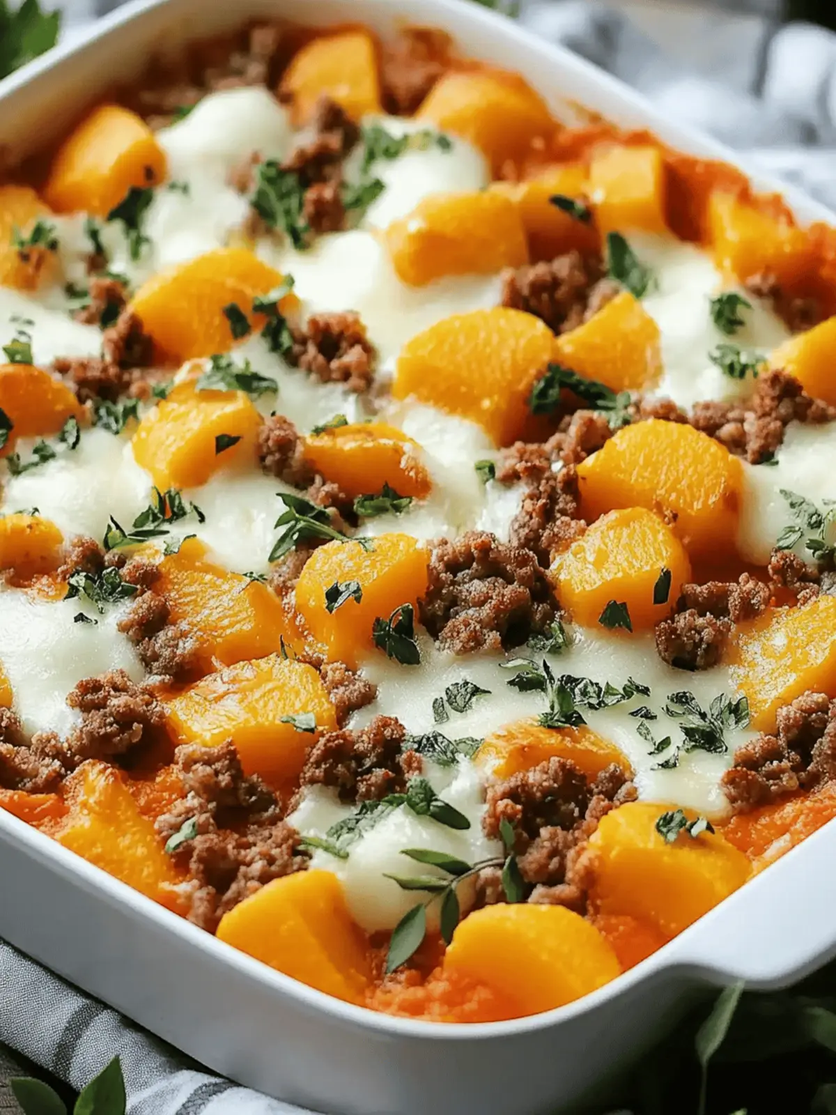 Süßkartoffel und Hackfleischauflauf mit Feta