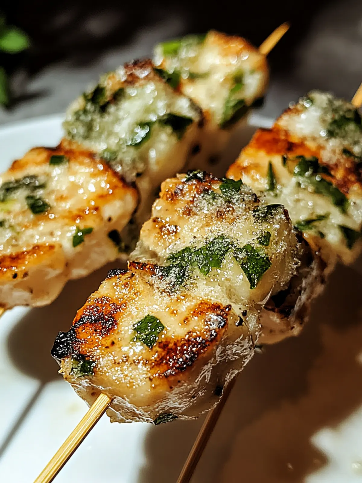 Knoblauch-Parmesan-Hähnchenspieße