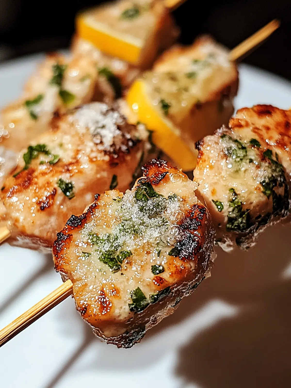 Knoblauch-Parmesan-Hähnchenspieße