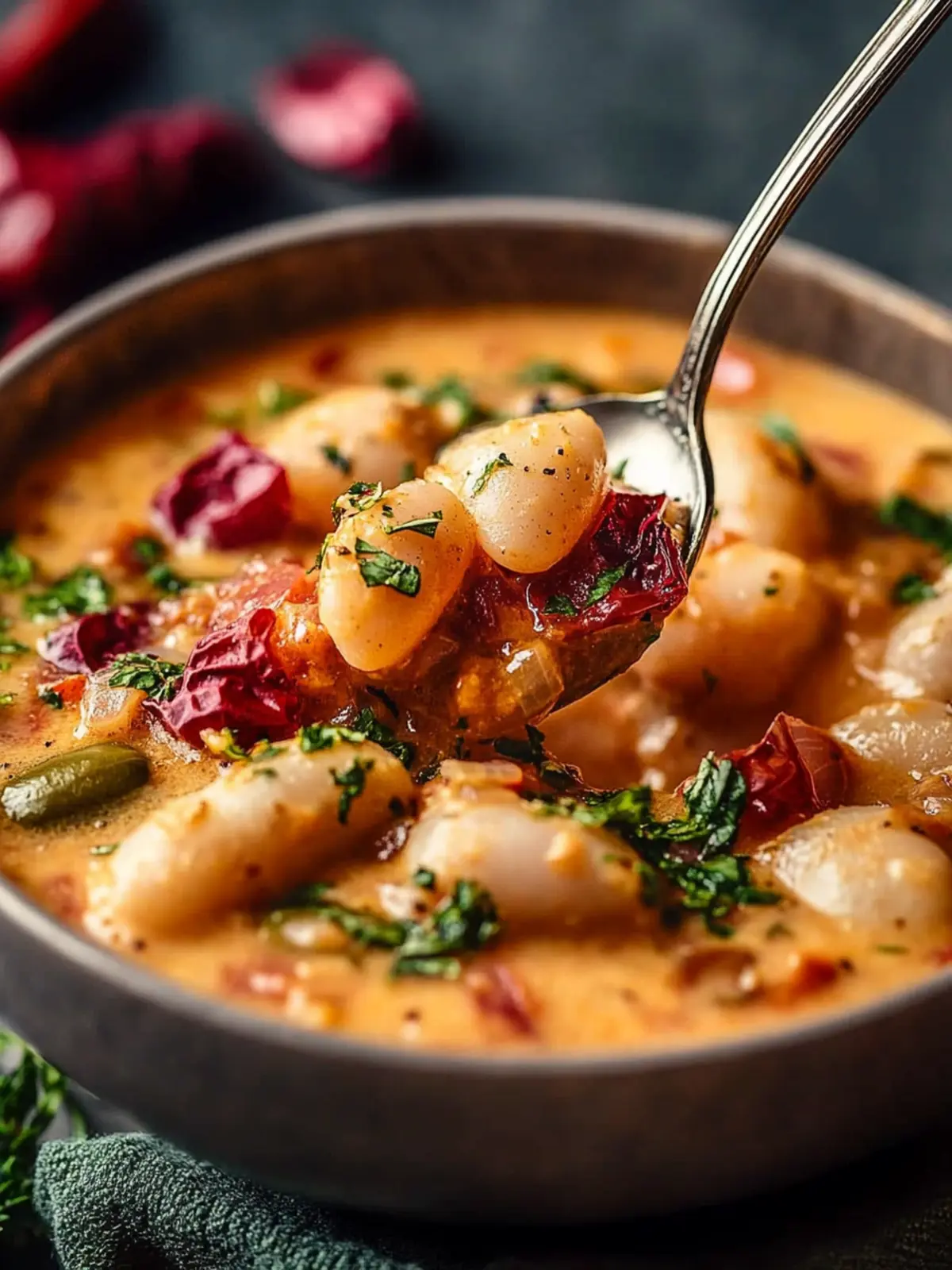 Cremige Tomaten- und Bohnensauté