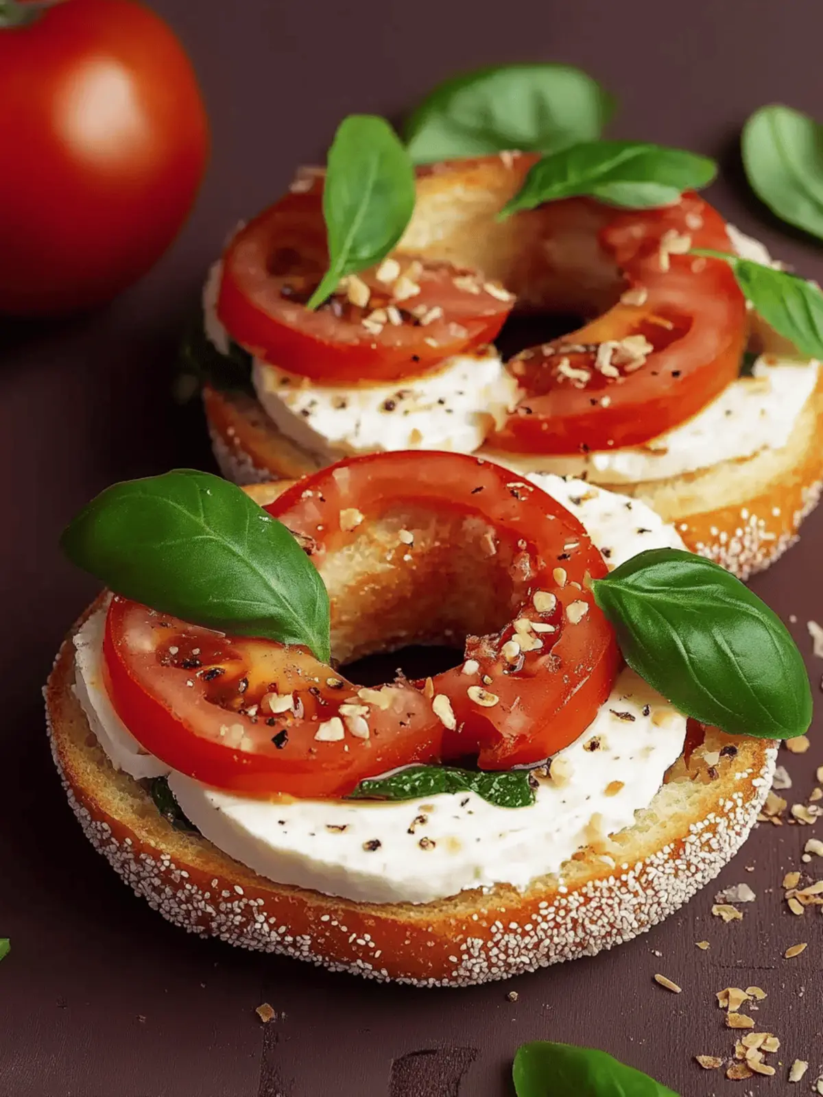 Tomate und Mozzarella Bagel