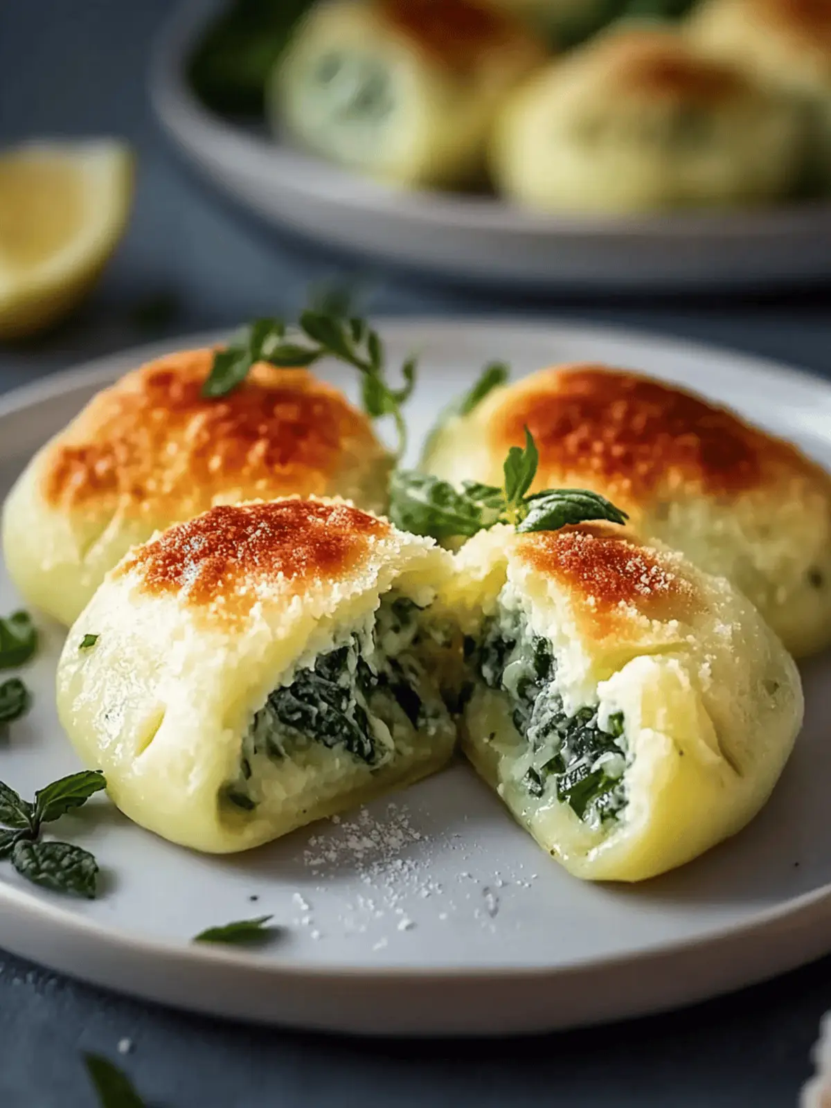 Kartoffelknödel mit Frischkäse- und Spinatfüllung