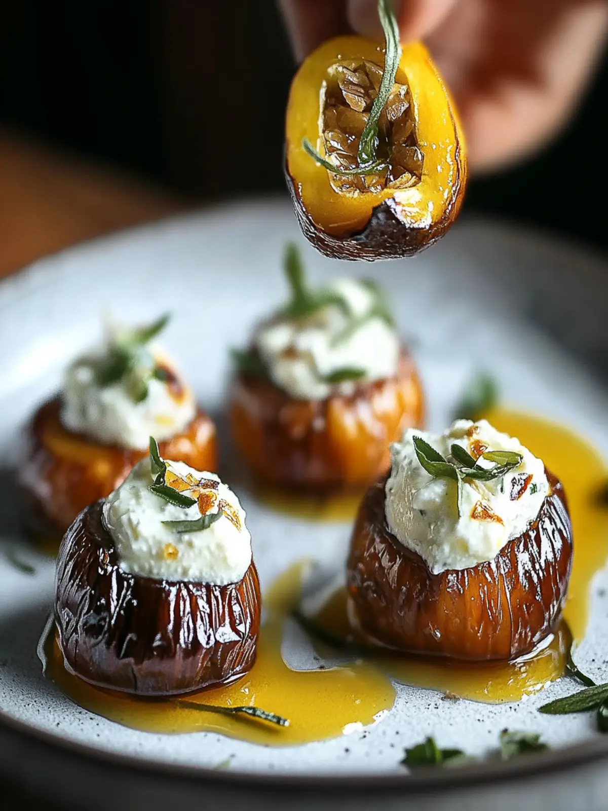 Geröstete gefüllte Datteln mit Ziegenkäse und Honig