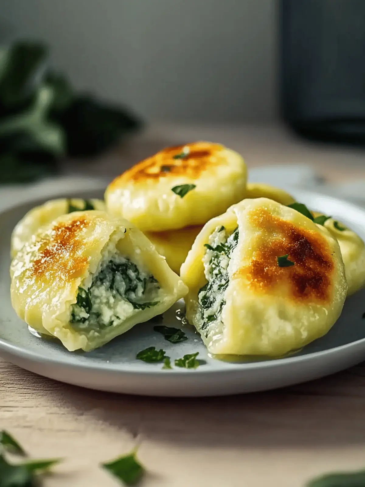 Kartoffelknödel mit Frischkäse- und Spinatfüllung