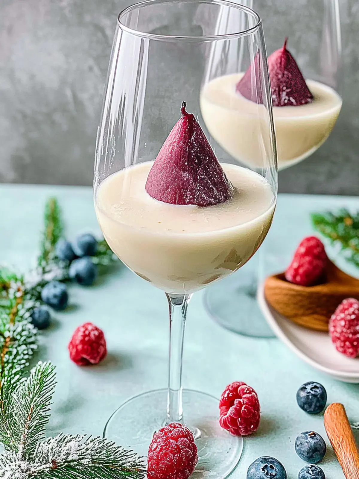 Panna cotta mit Amaretto geschmorten Birnen
