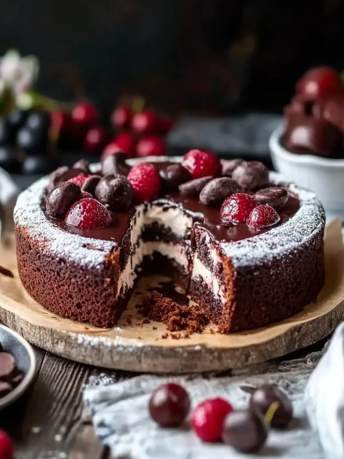 Pflaumenkuchen mit Schokoladenbasis