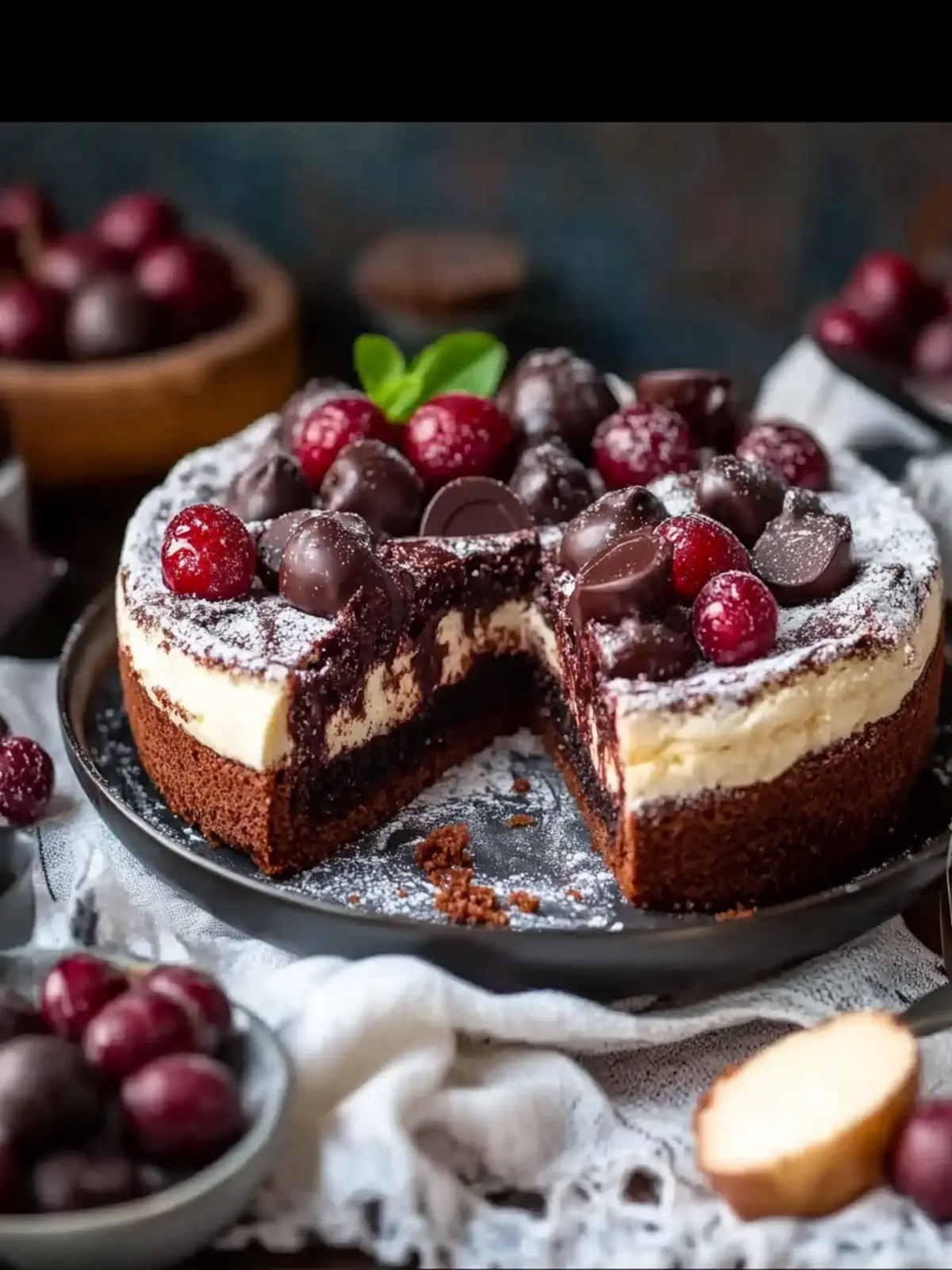 Pflaumenkuchen mit Schokoladenbasis