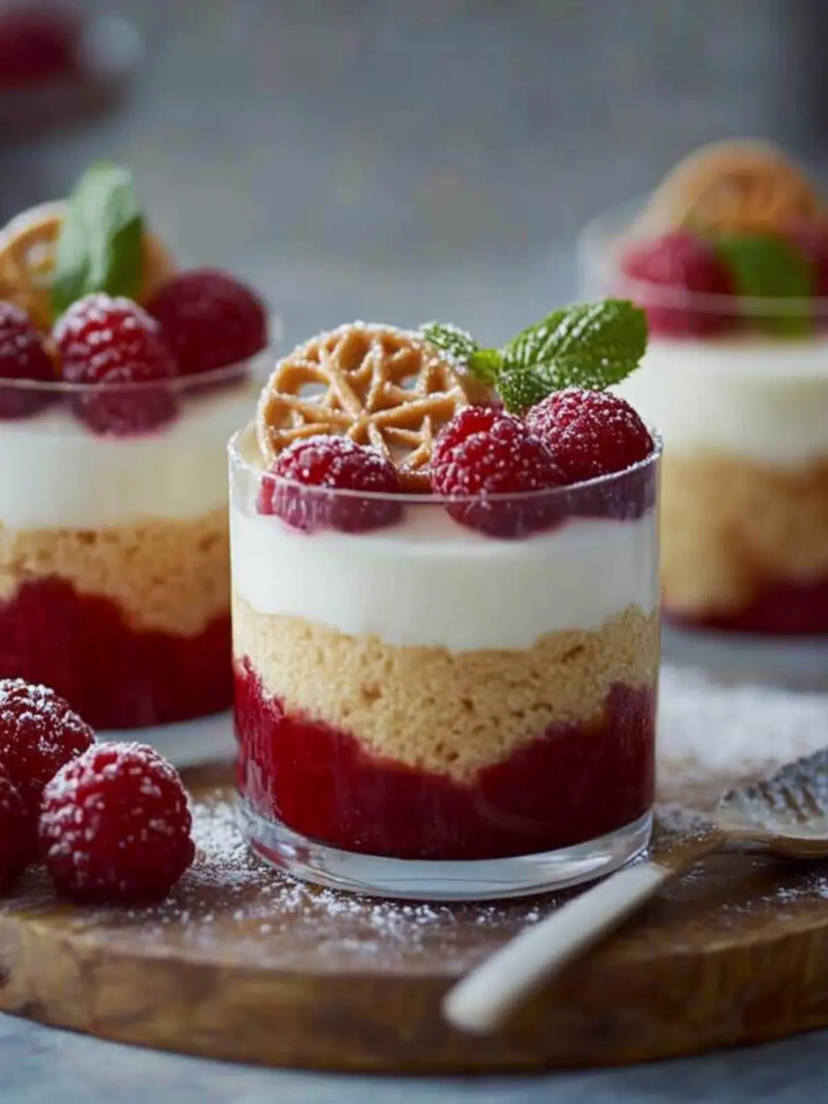 Spekulatius-Dessert mit Himbeeren