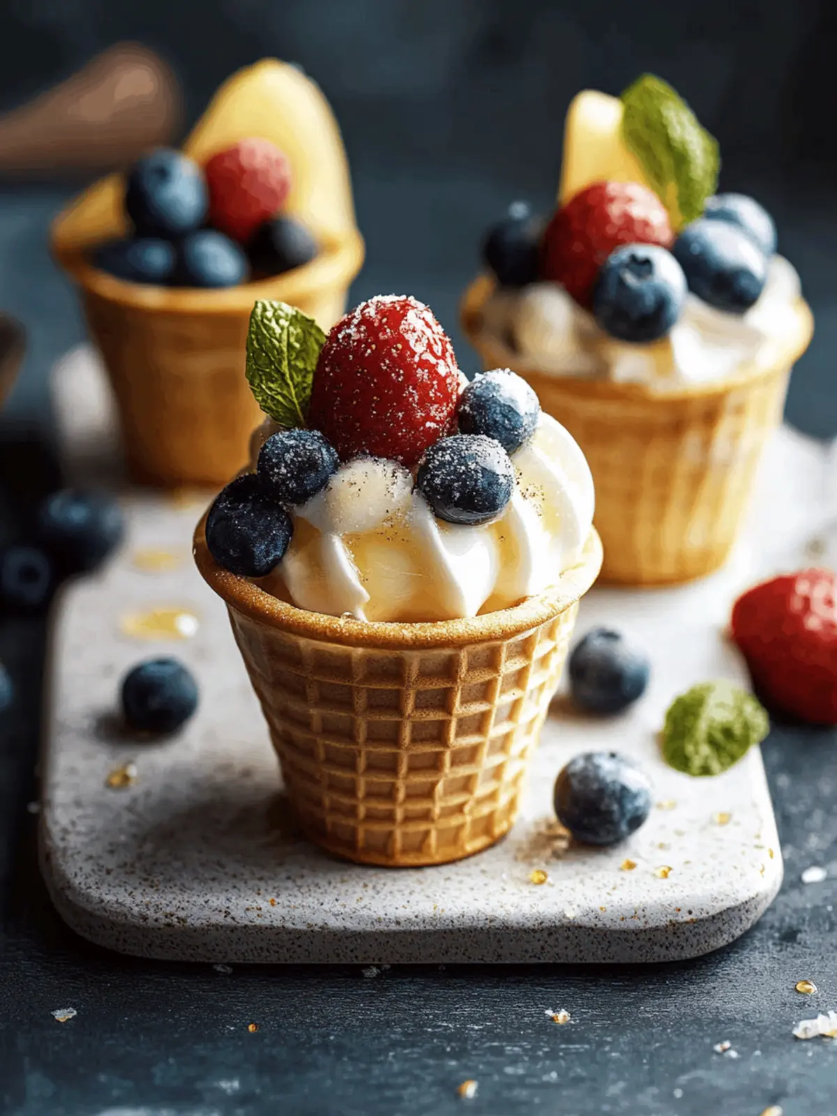 Kuchen in einem Waffelcone