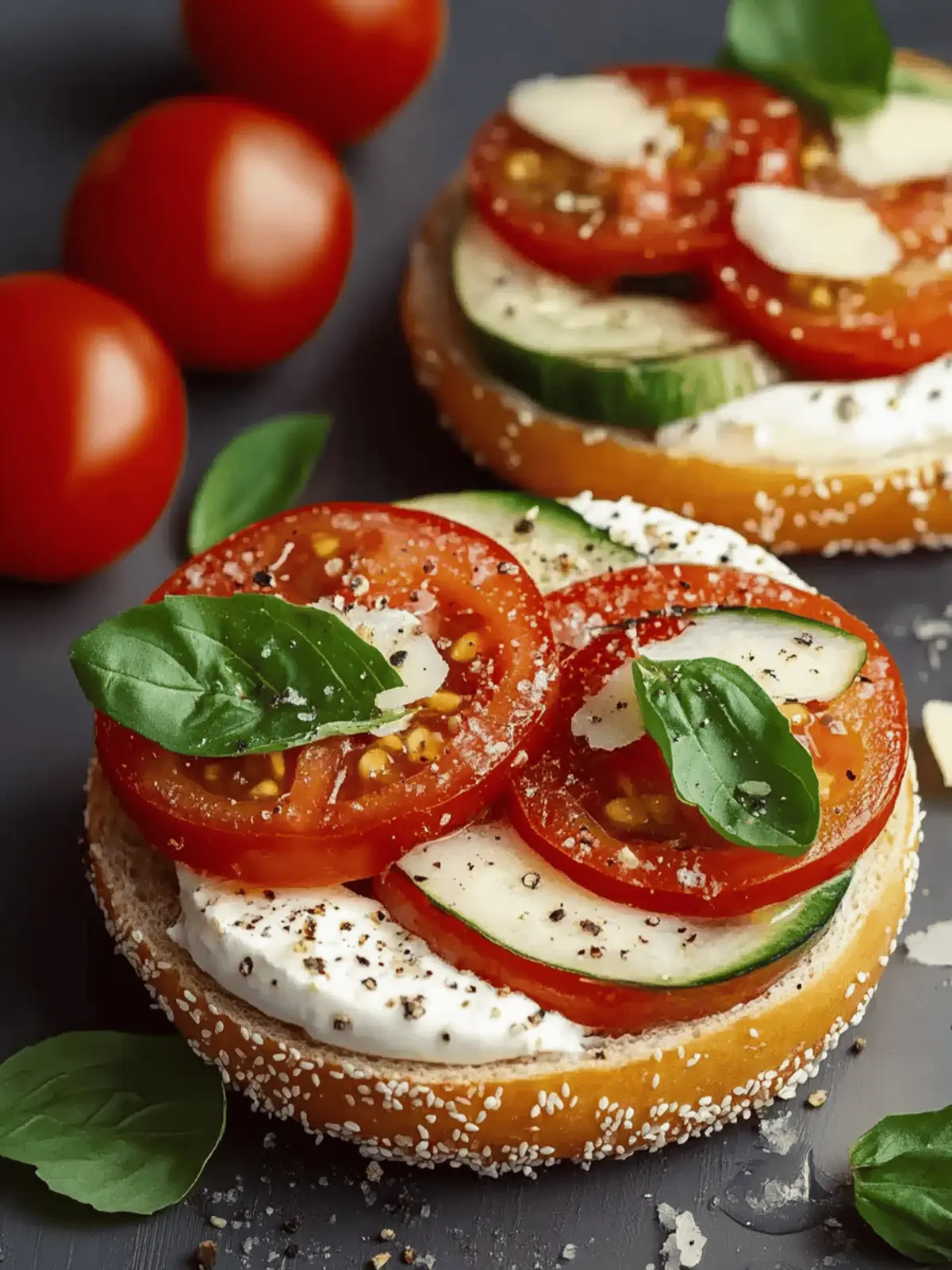 Tomate und Mozzarella Bagel