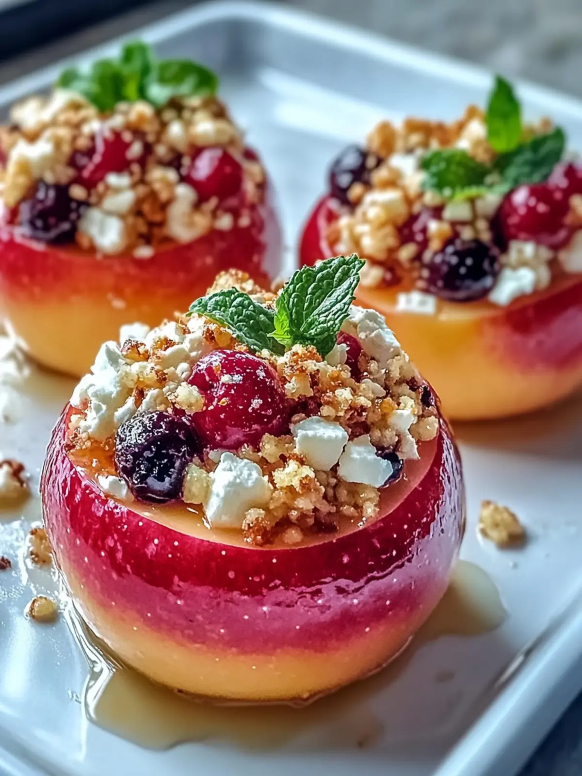 Gebackene Äpfel mit Feta, Honig und Cranberries