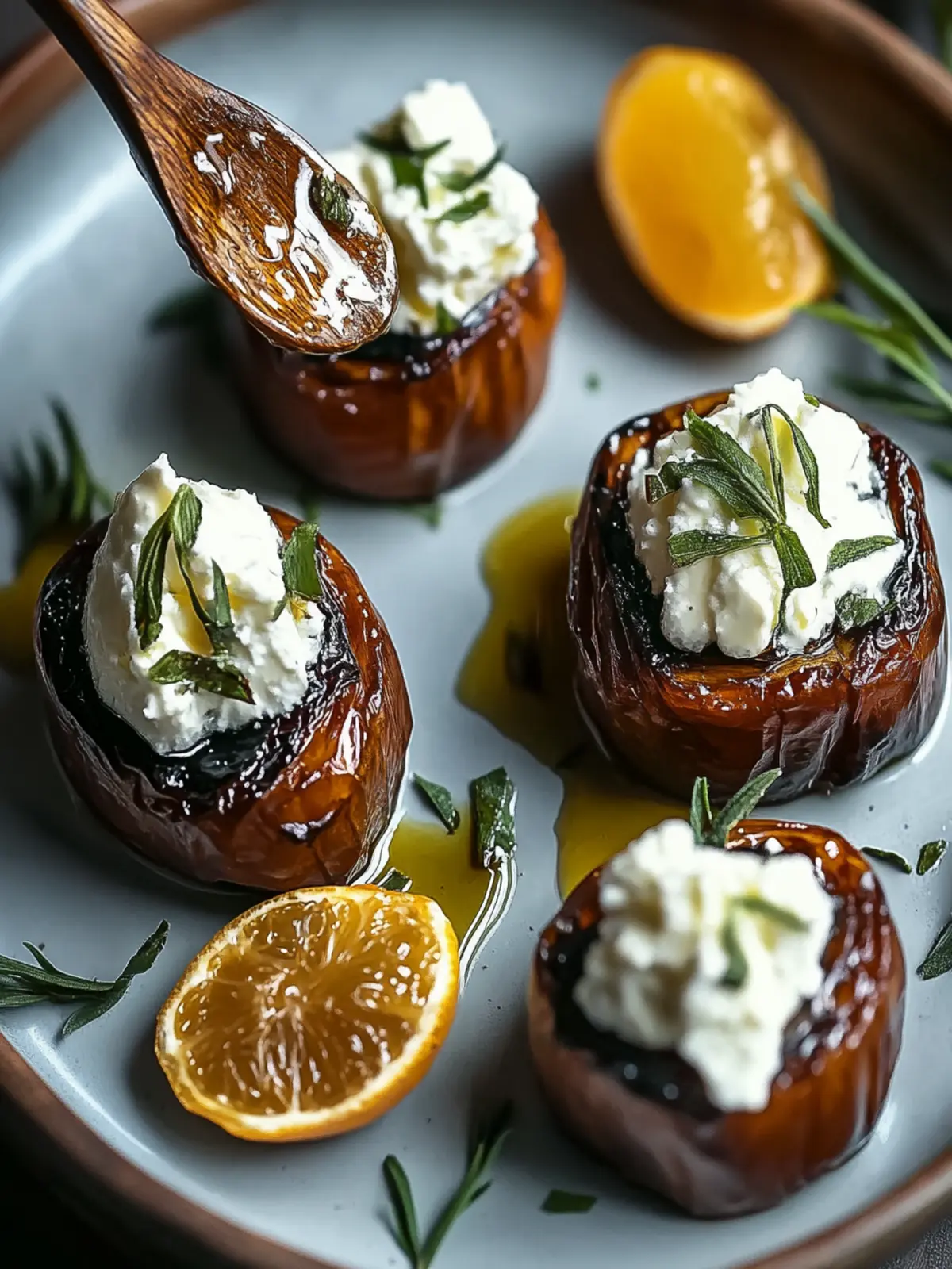 Geröstete gefüllte Datteln mit Ziegenkäse und Honig
