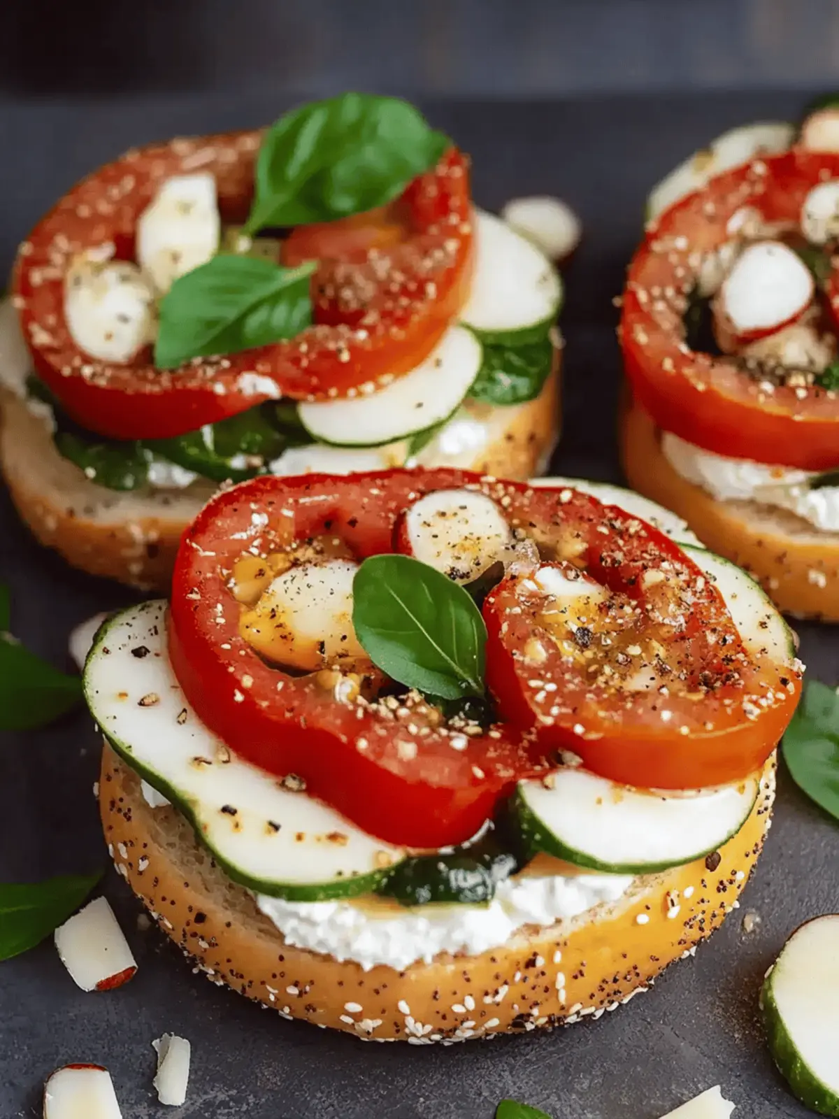 Tomate und Mozzarella Bagel