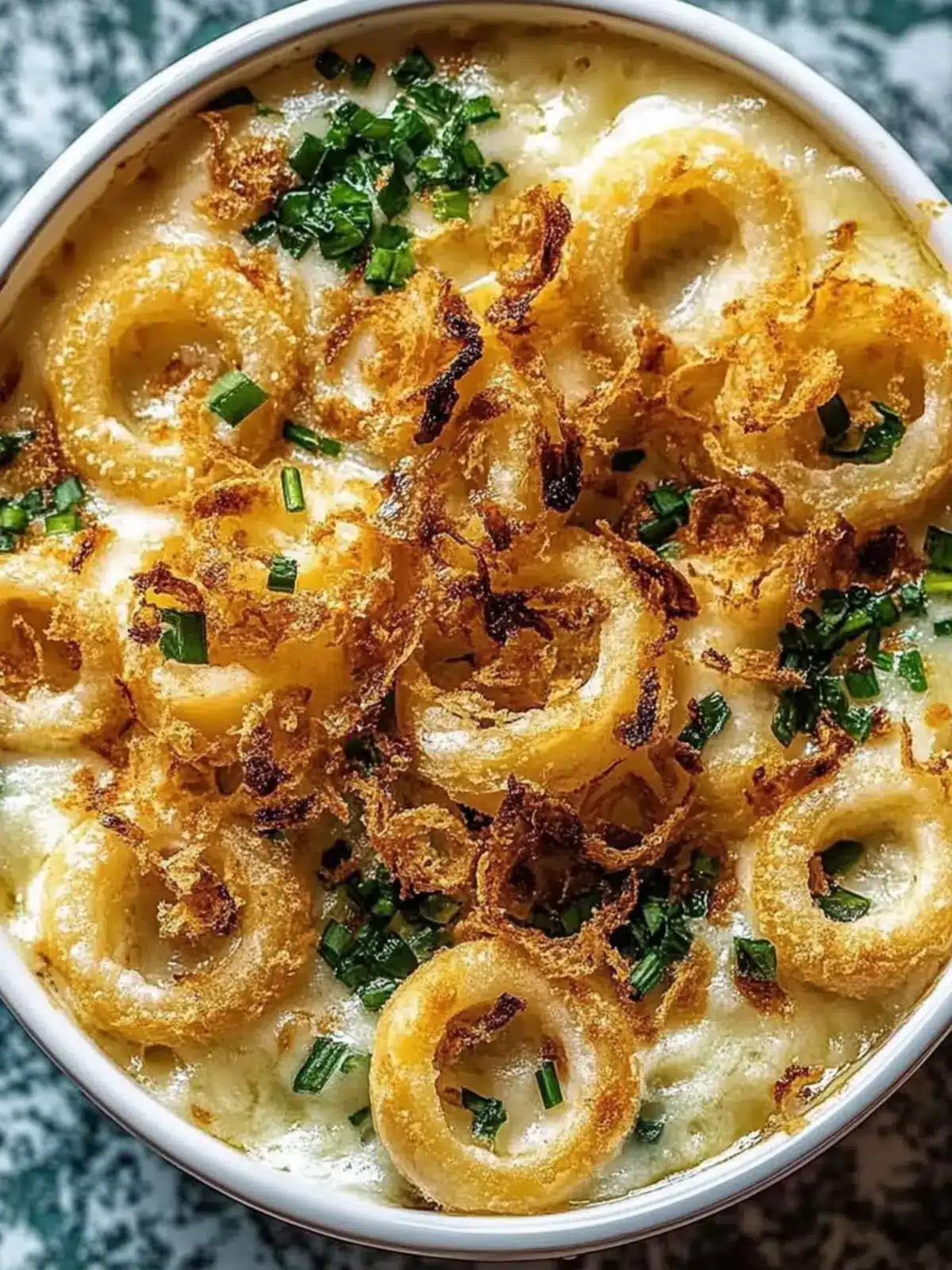 Käse-Spätzle-Gratin mit gerösteten Zwiebeln