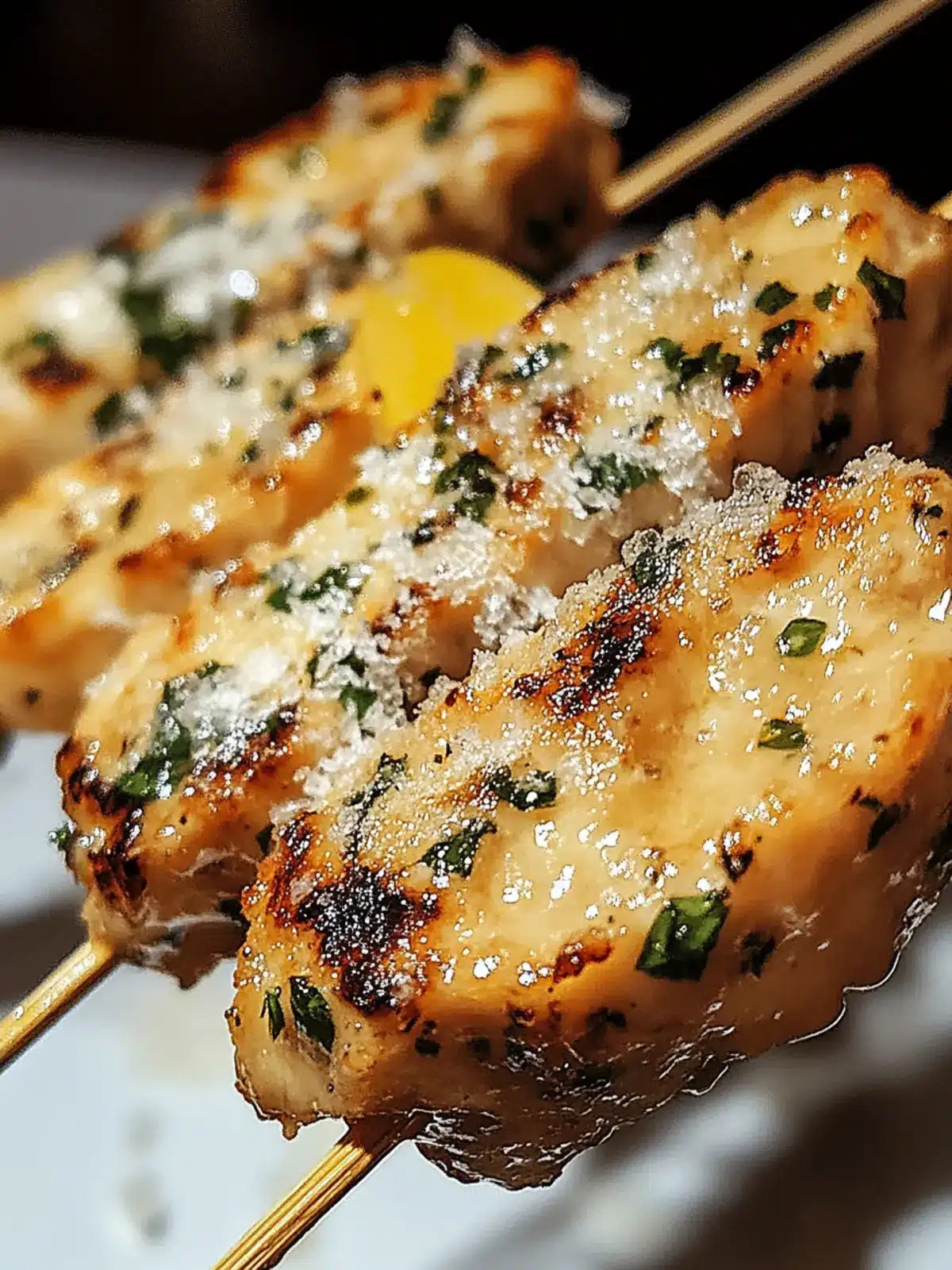 Knoblauch-Parmesan-Hähnchenspieße