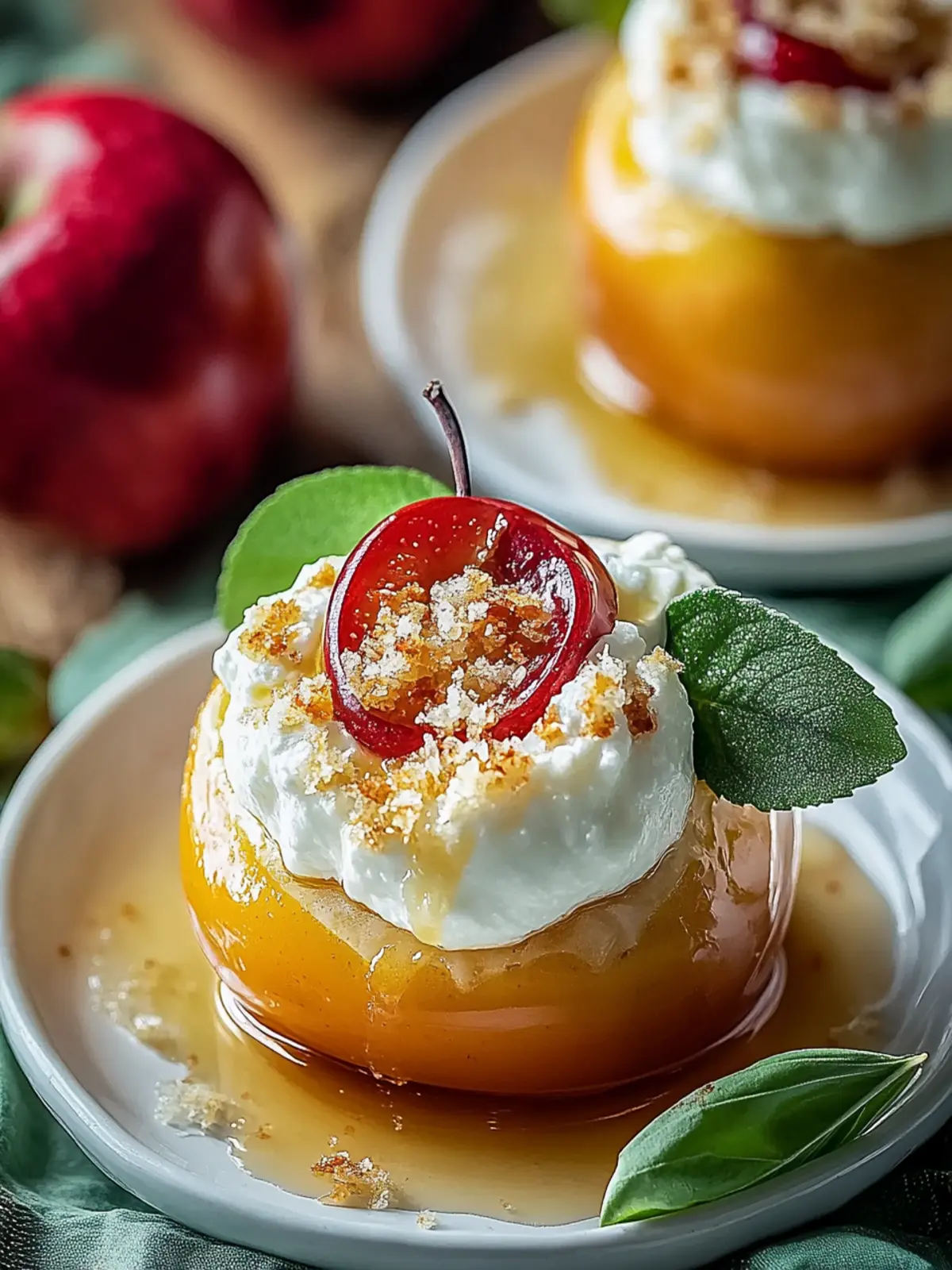 Himmlische Käsekuchen gebackene Äpfel