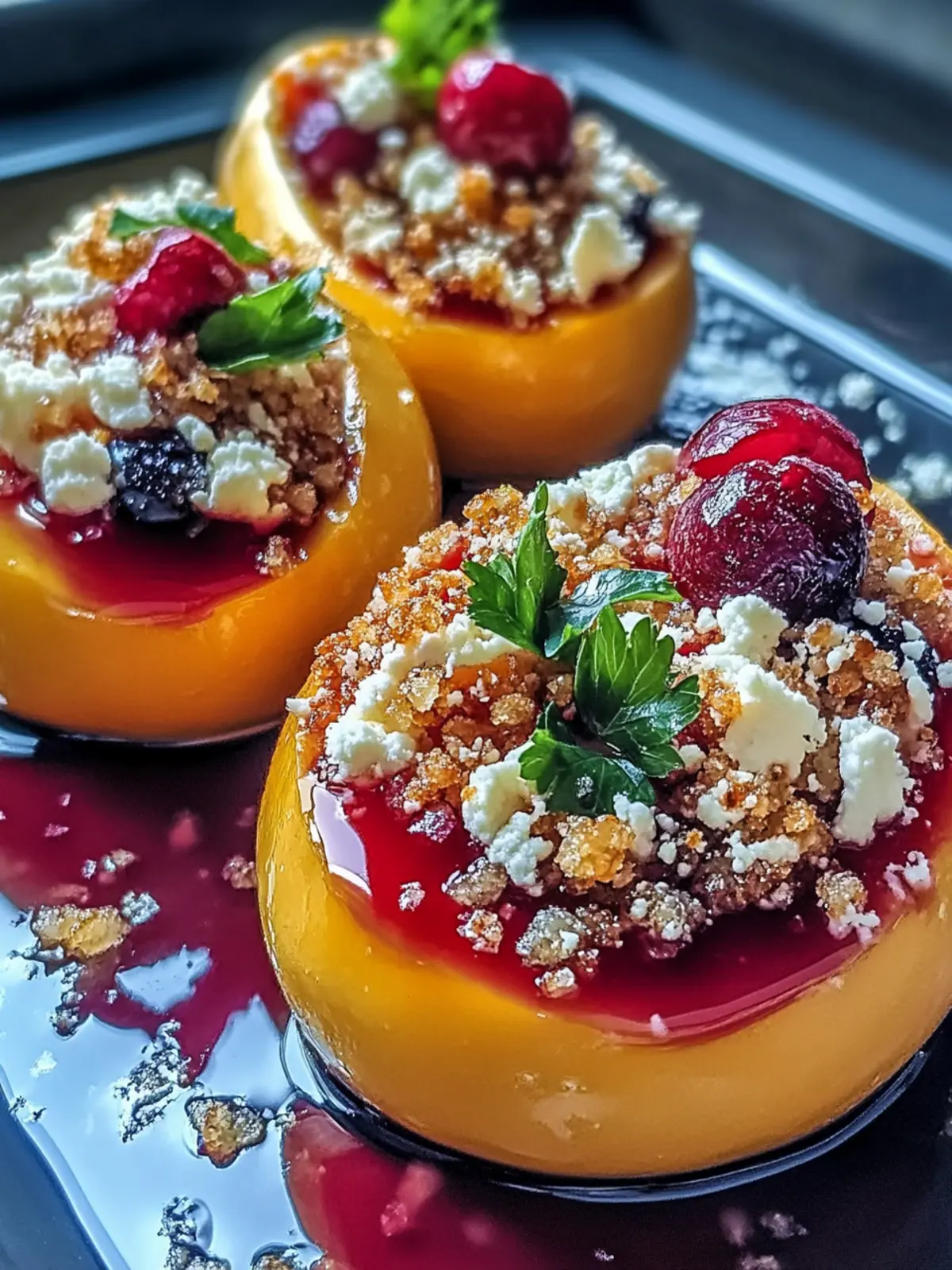 Gebackene Äpfel mit Feta, Honig und Cranberries