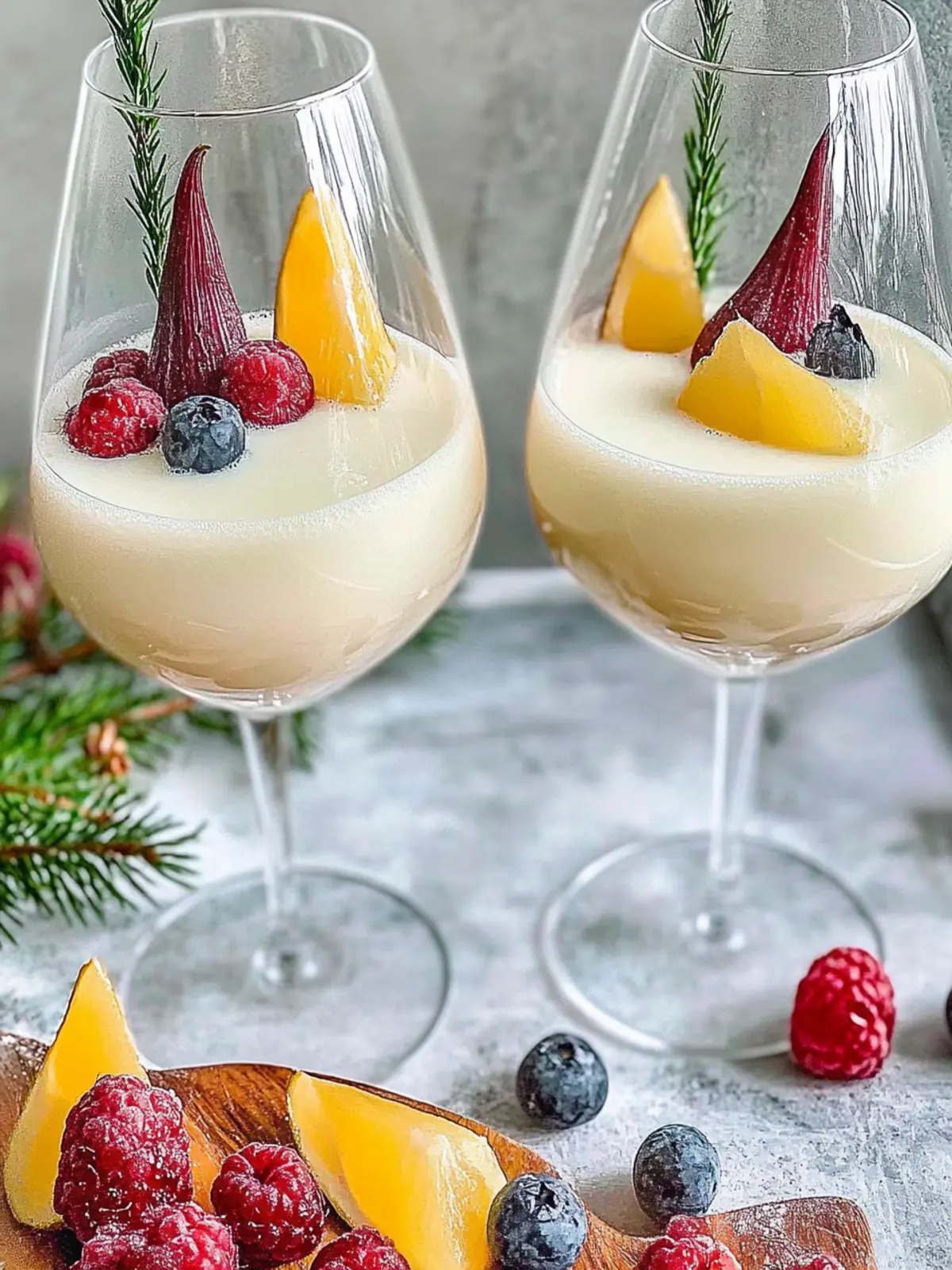 Panna cotta mit Amaretto geschmorten Birnen