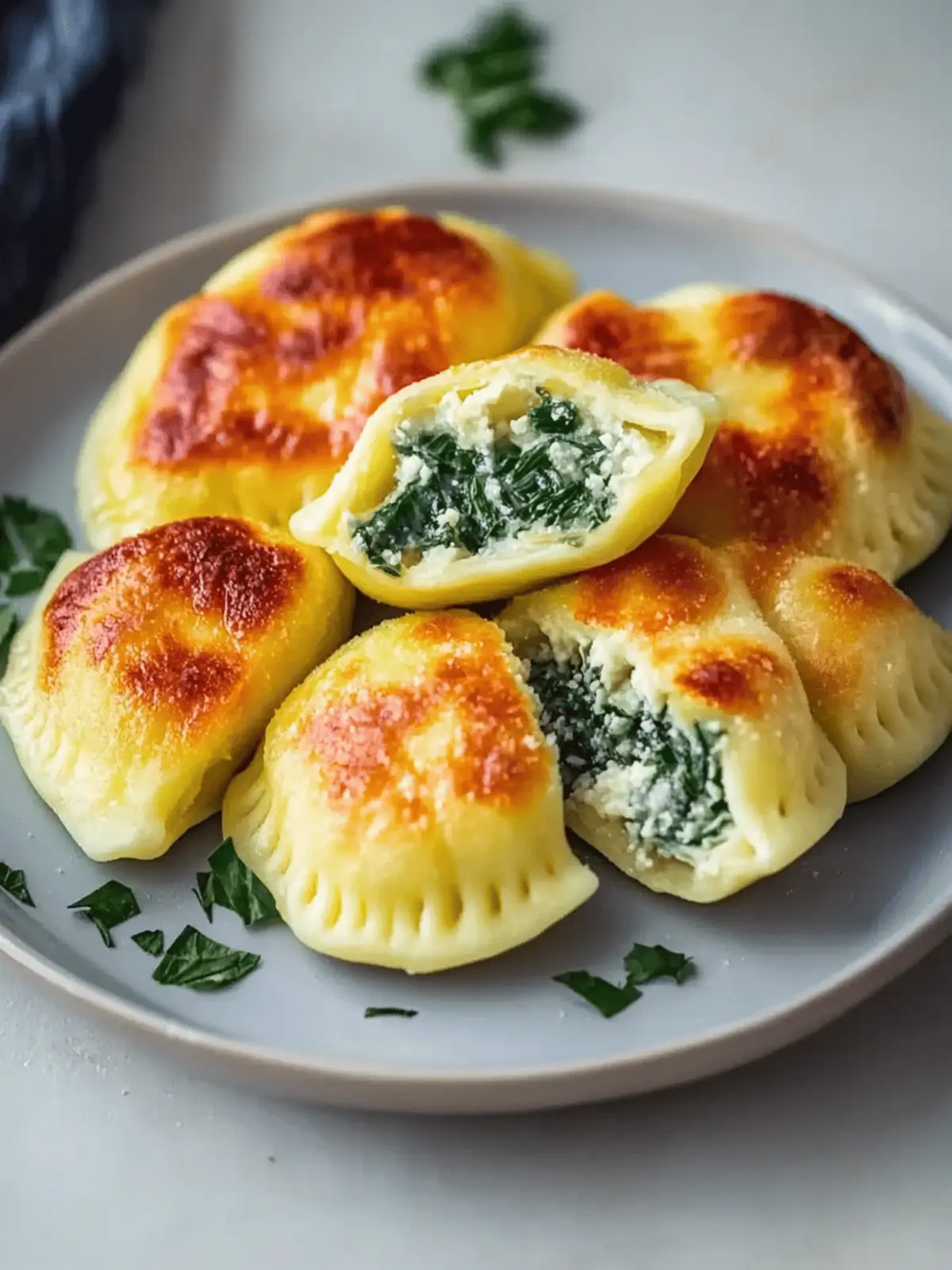 Kartoffelknödel mit Frischkäse- und Spinatfüllung