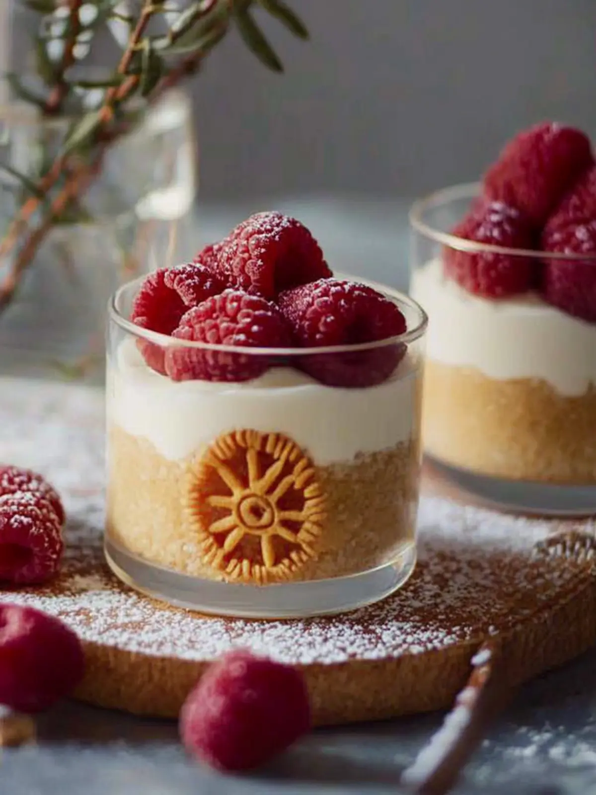 Spekulatius-Dessert mit Himbeeren