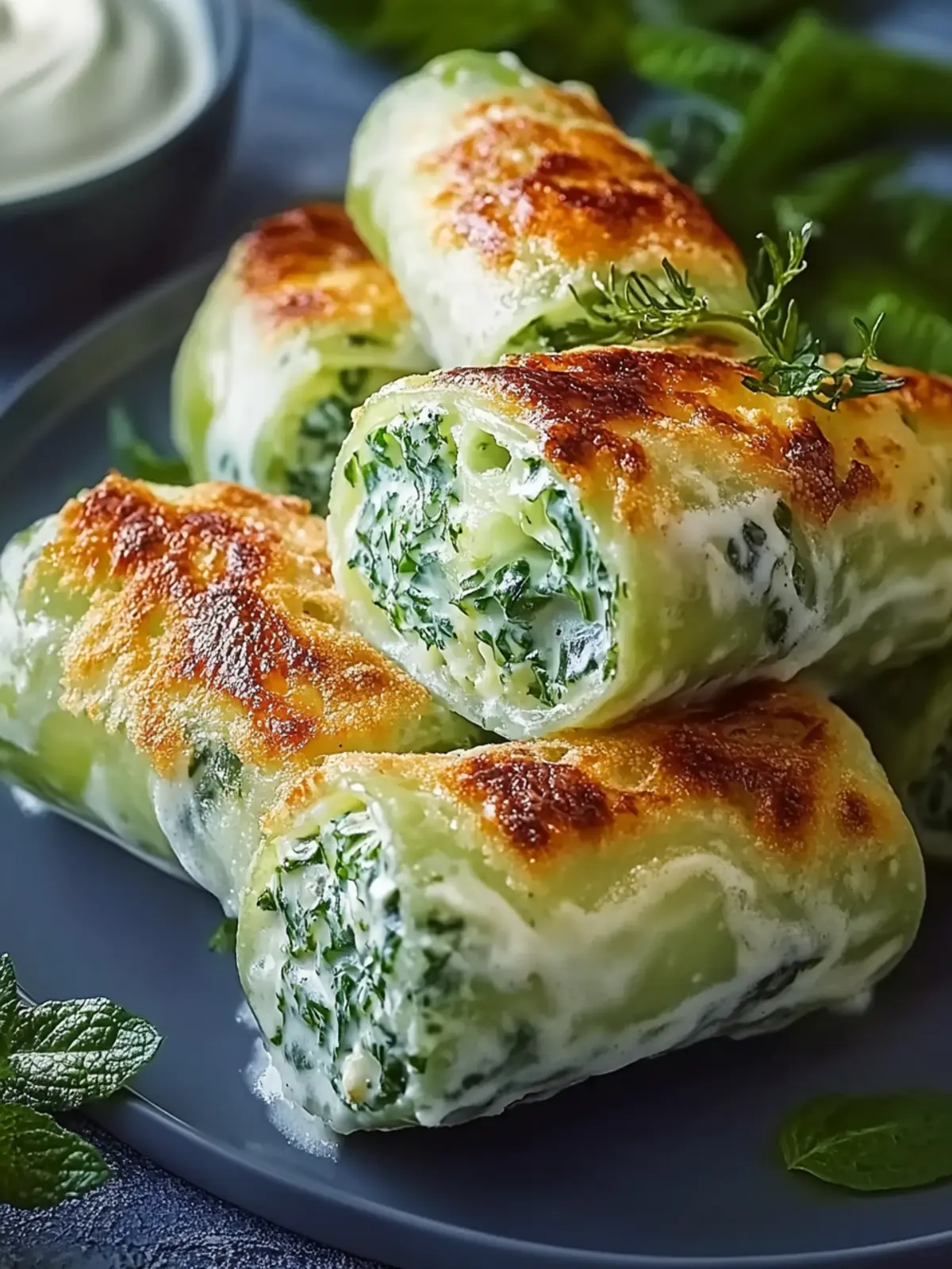 Kartoffelknödel mit Spinat-Frischkäse