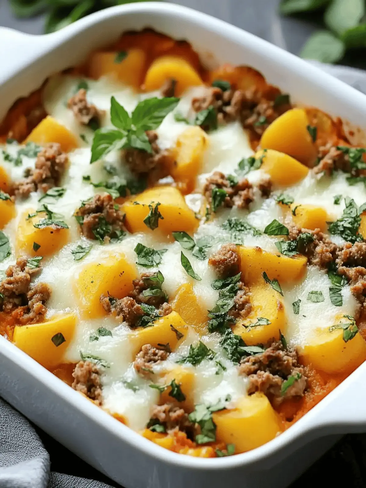 Süßkartoffel und Hackfleischauflauf mit Feta