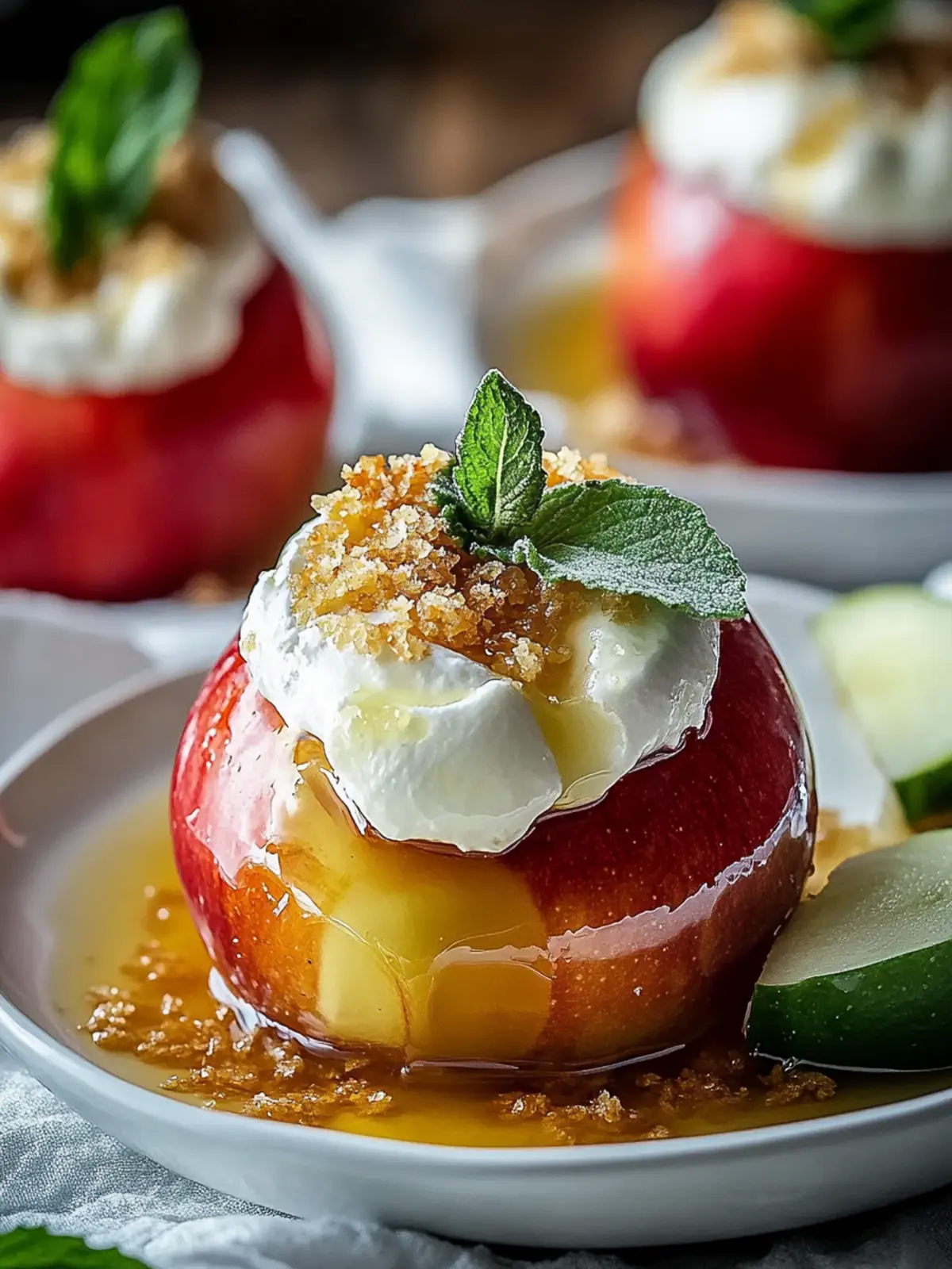 Himmlische Käsekuchen gebackene Äpfel