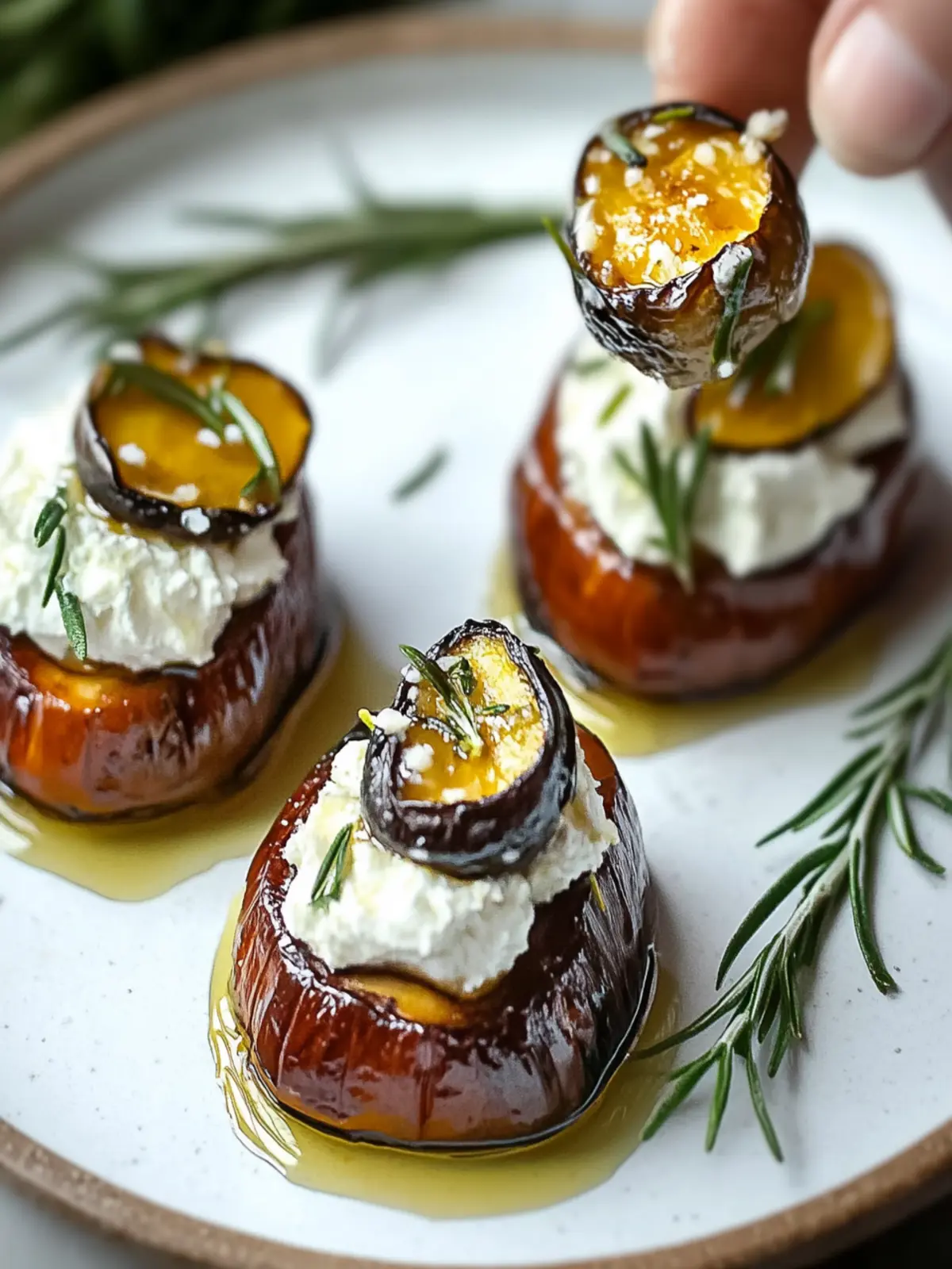 Geröstete gefüllte Datteln mit Ziegenkäse und Honig