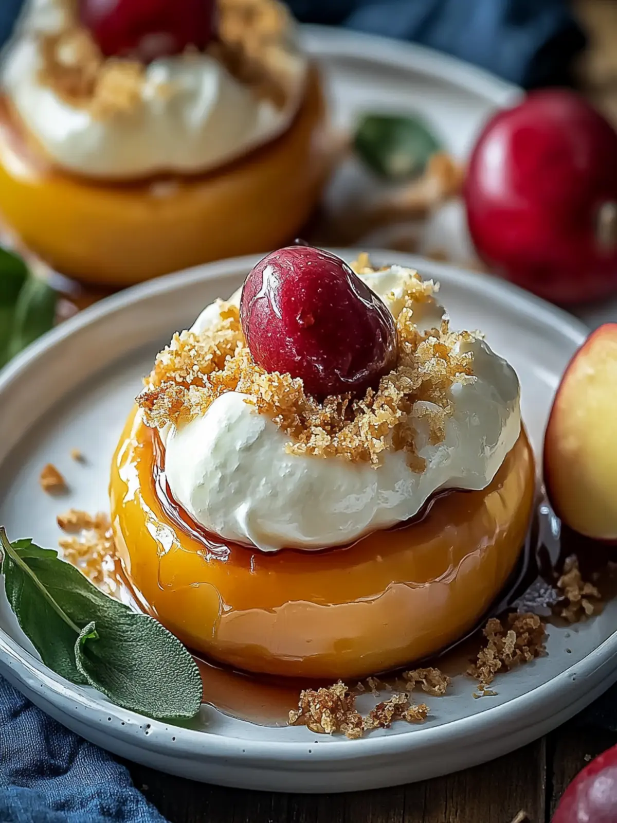 Himmlische Käsekuchen gebackene Äpfel