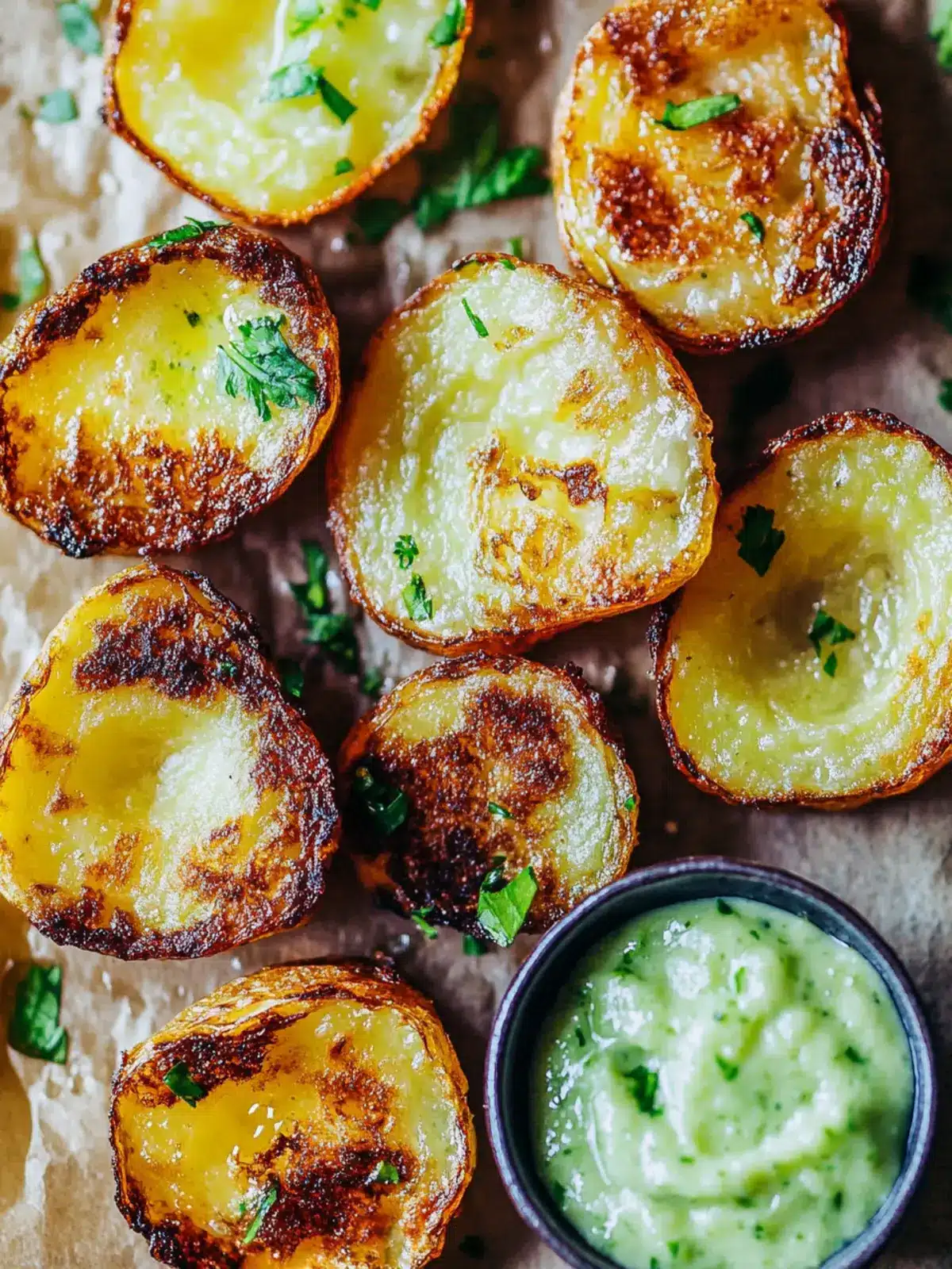 Krosse zerdrückte Kartoffeln