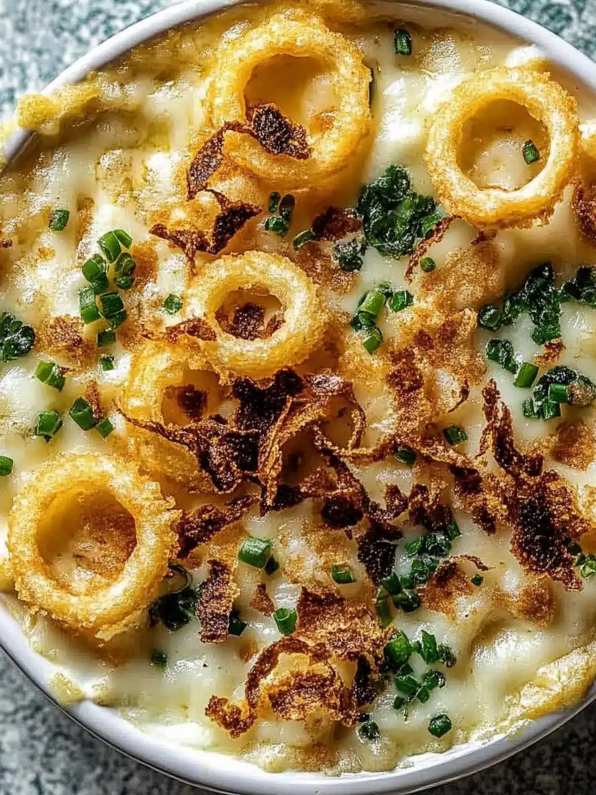 Käse-Spätzle-Gratin mit gerösteten Zwiebeln