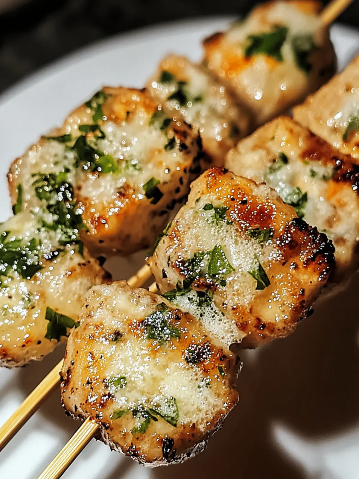 Knoblauch-Parmesan-Hähnchenspieße