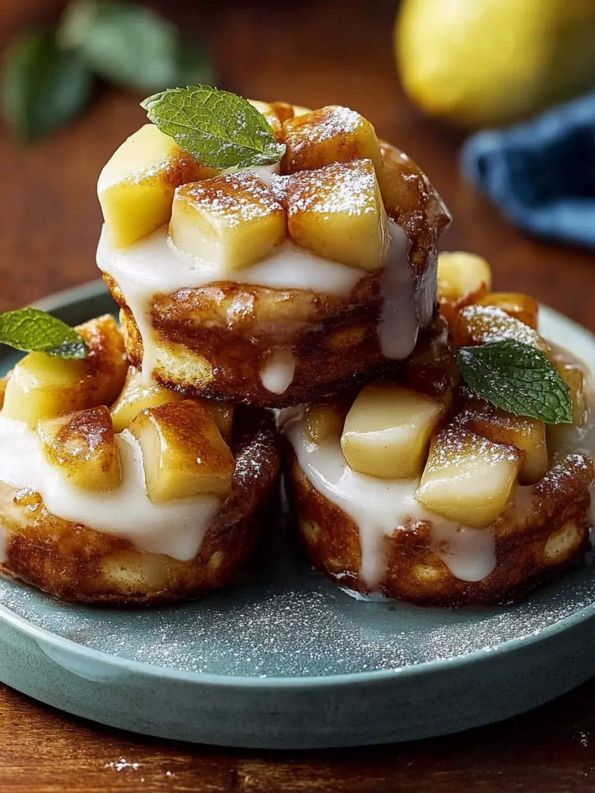 Apfel-Zimt-Brötchen von einem Backblech