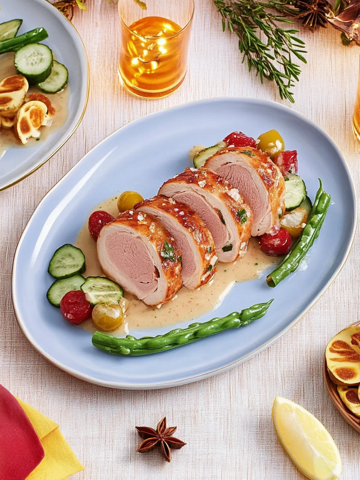 Gefülltes Schweinefilet mit Haselnuss-Gnocchi und Bohnen