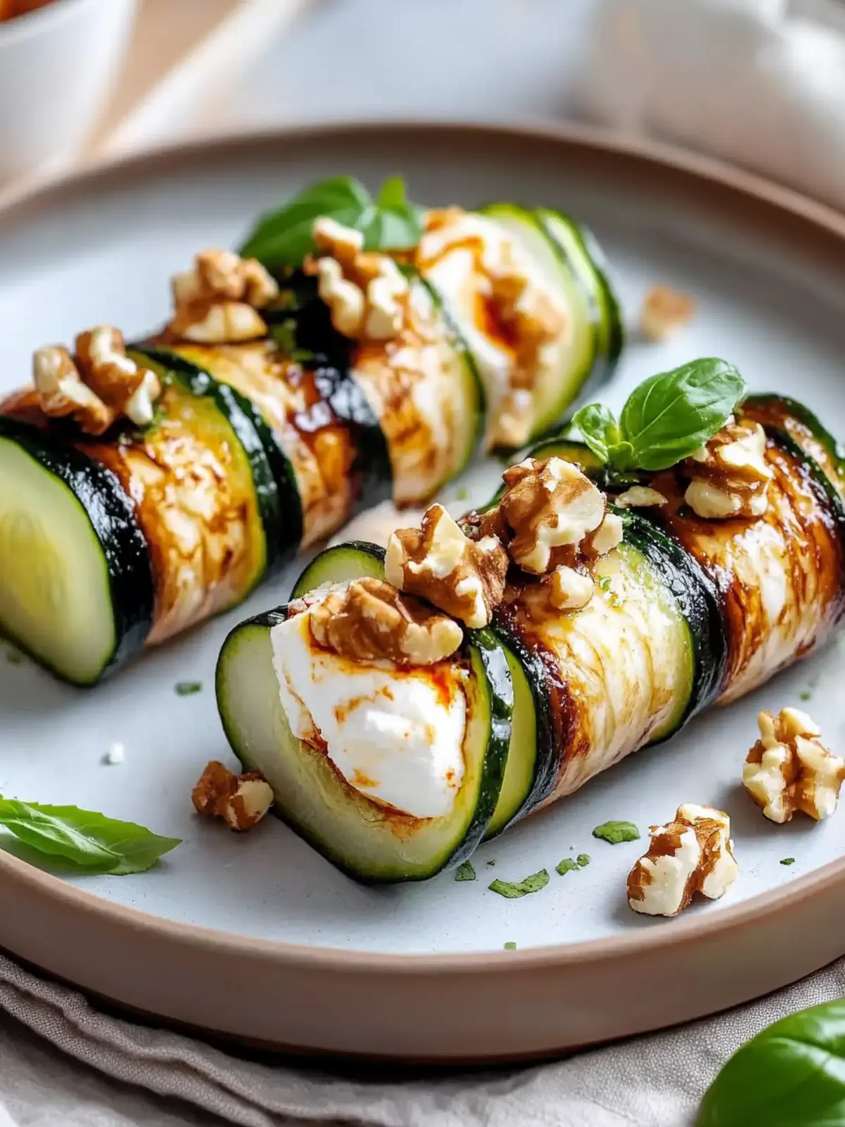 Gegrillte Zucchini, Ziegenkäse, Walnuss