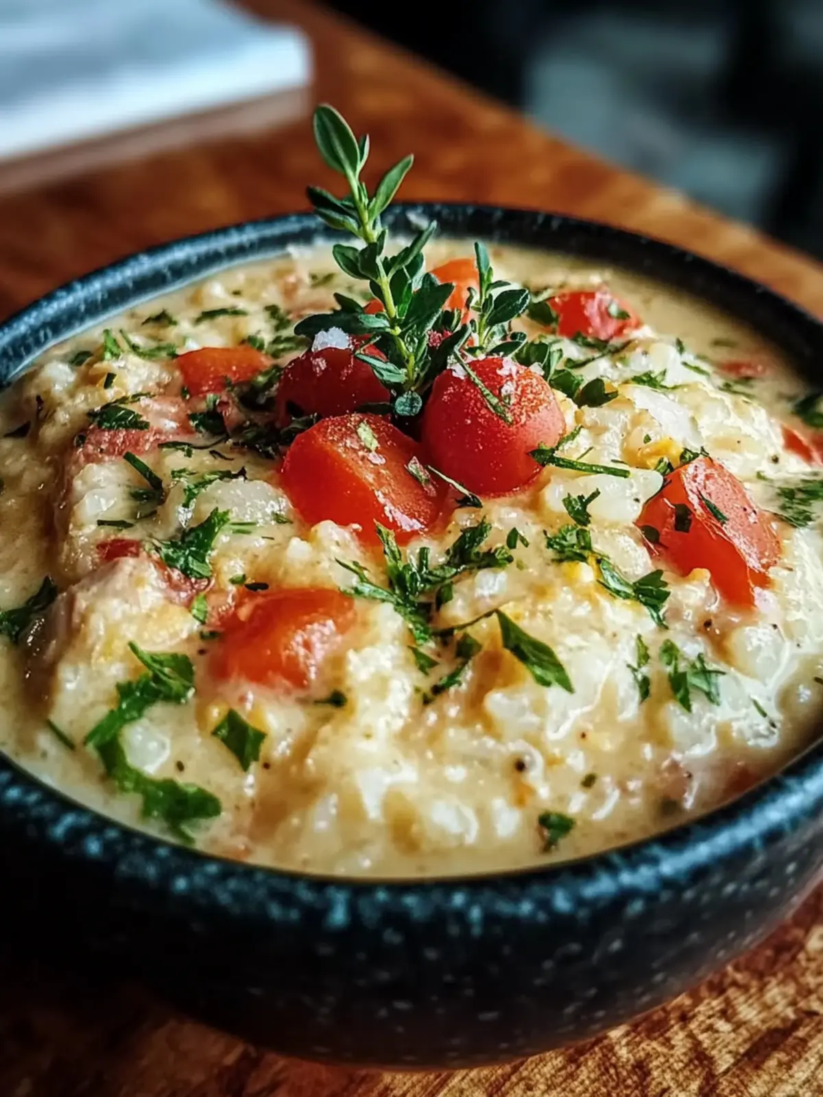 Cremige Hähnchen- und Reissuppe