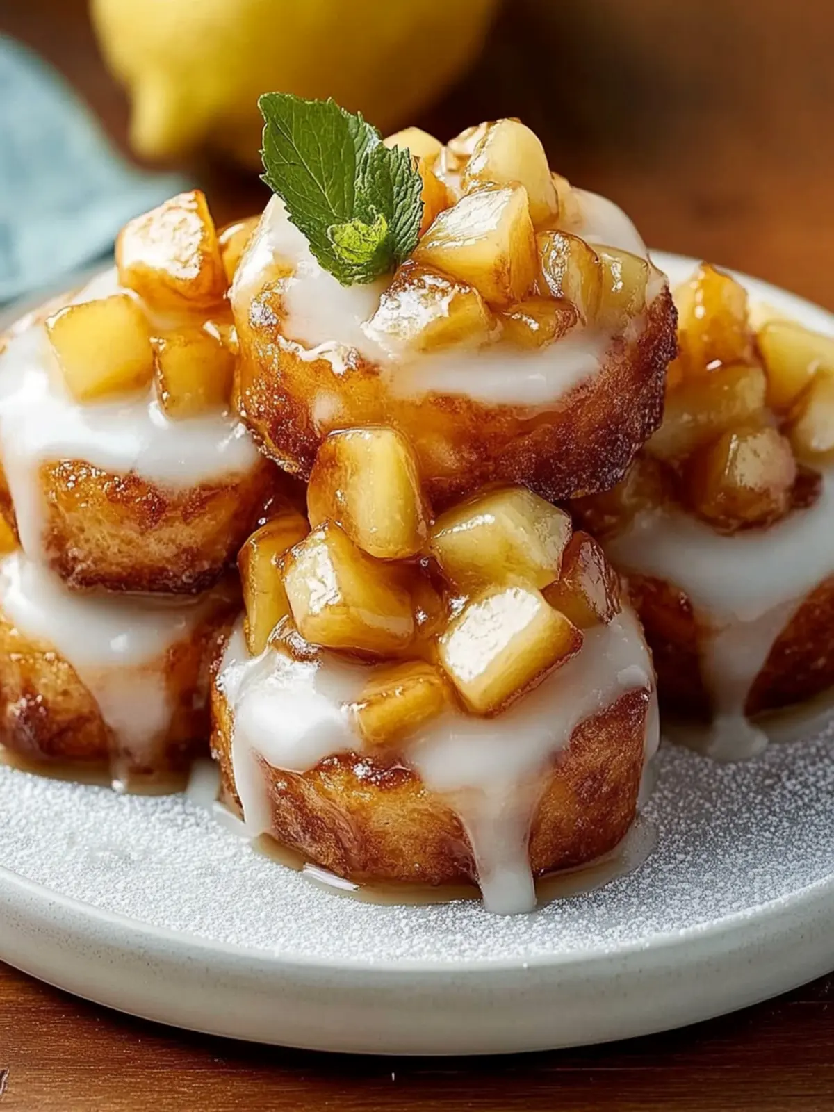 Apfel-Zimt-Brötchen von einem Backblech