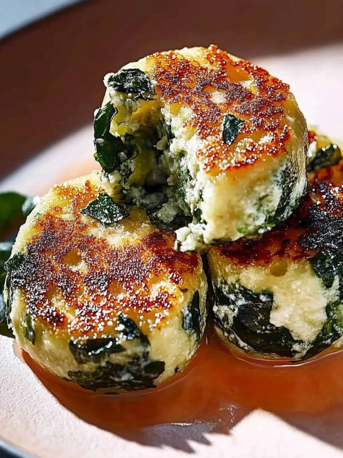 Spinatknödel mit Butter und Parmesan