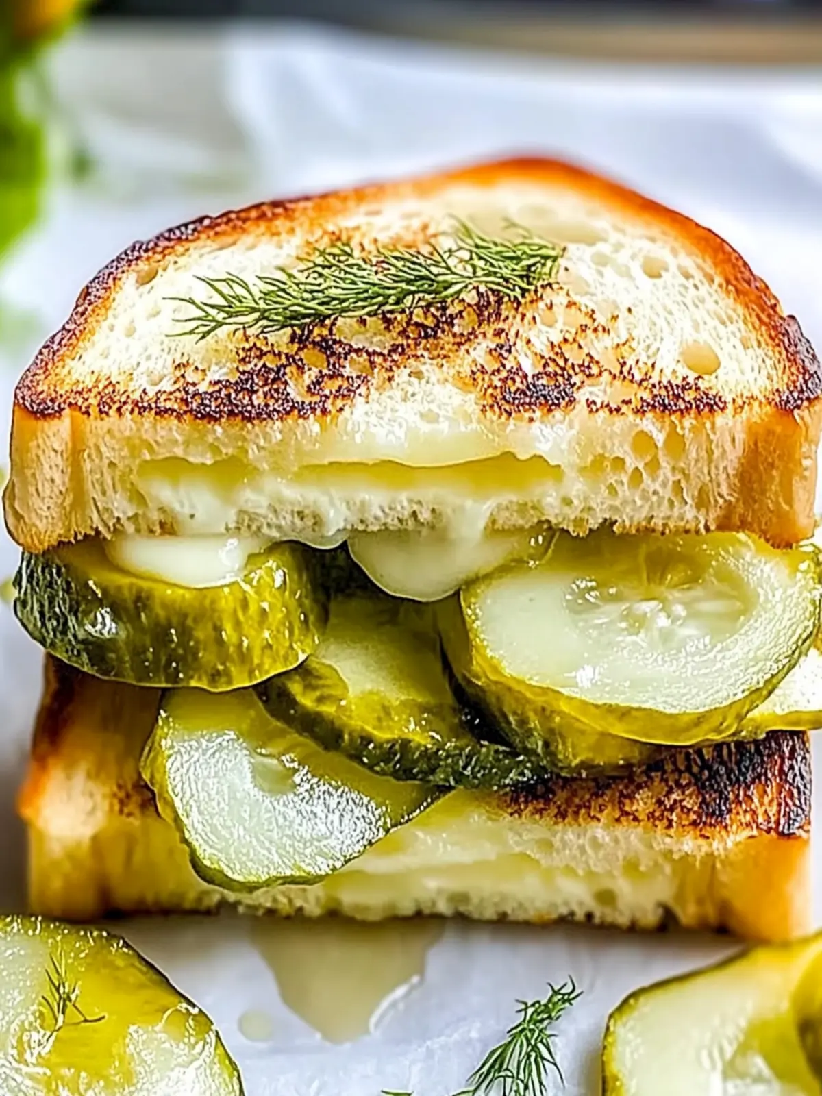 Crispy Dill Pickle Gegrilltes Käse-Sandwich