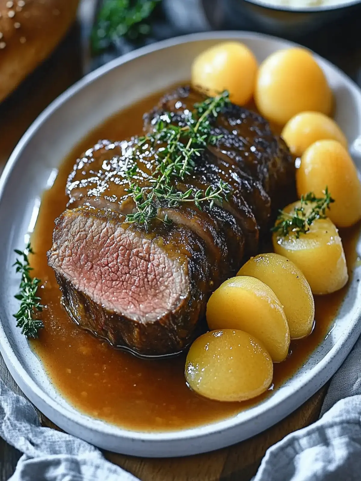 Zarter Sauerbraten mit Rotweinsauce