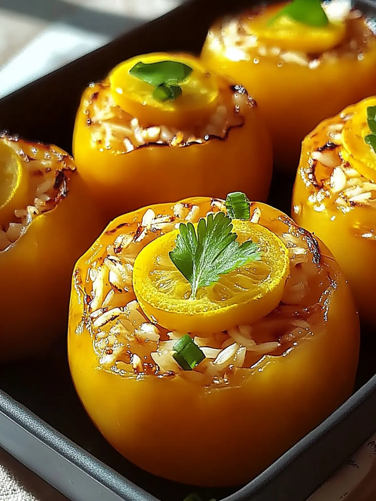 Teriyaki-Ananas-Hühnchen & Reis gefüllte Paprika