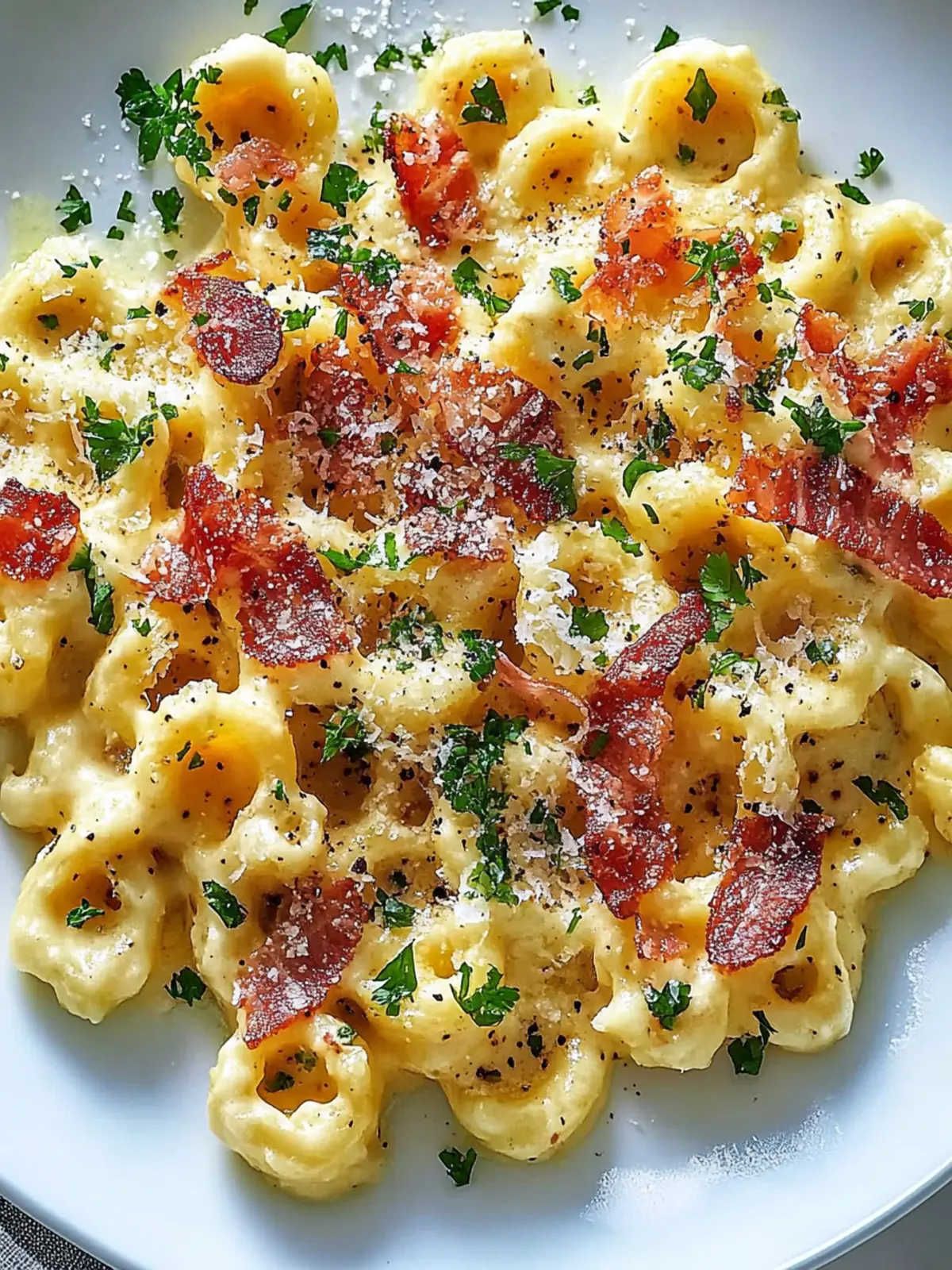 Spätzle Carbonara mit knusprigem Speck