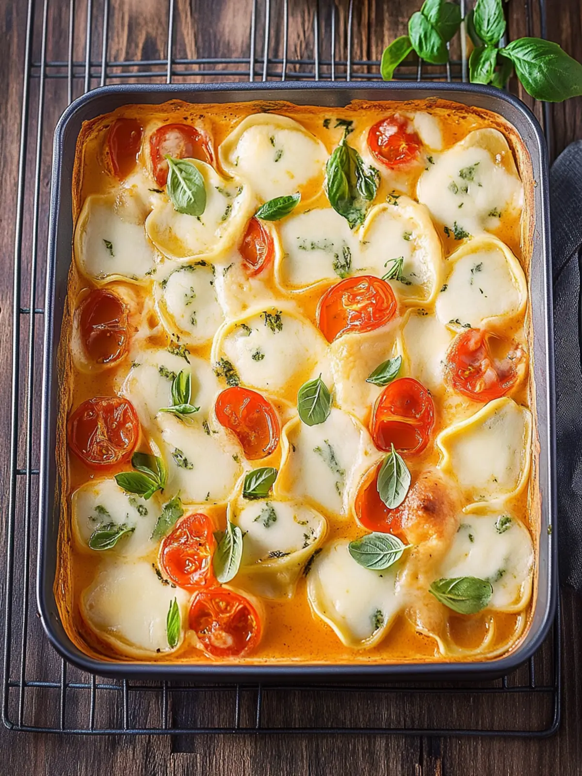Tortellini-Auflauf mit Tomaten und Mozzarella