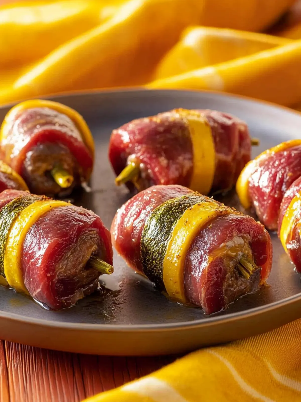 Zarte Rinderrouladenbissen mit einer herzhaften Füllung